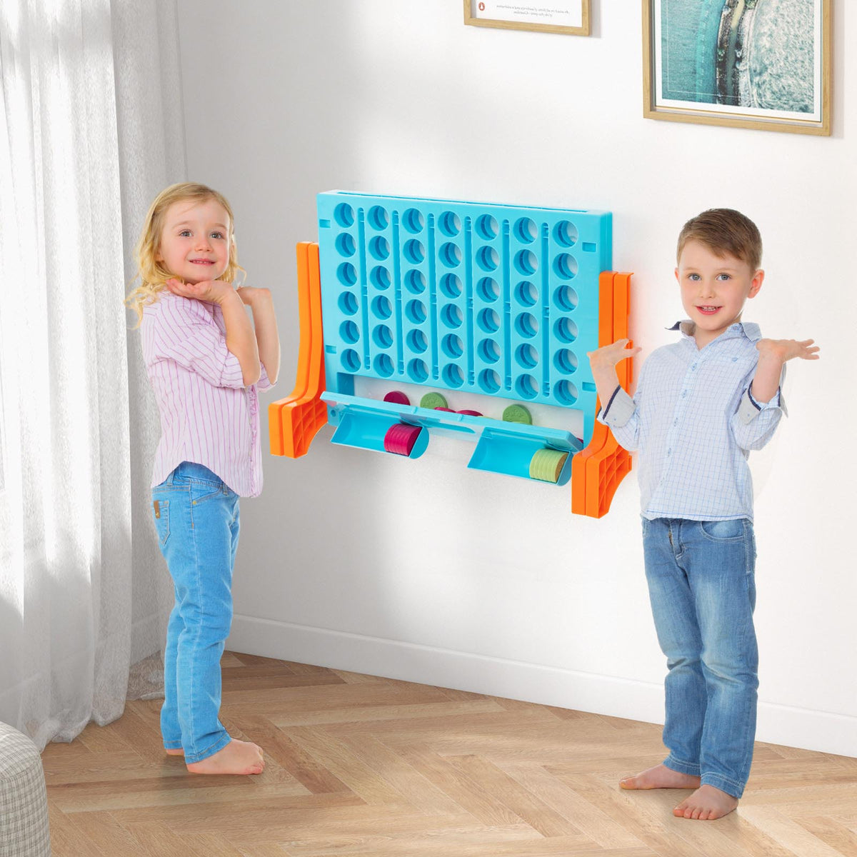 Jumbo 4-to-Score Connect Game Set - 42 Coins with Carrying Bag