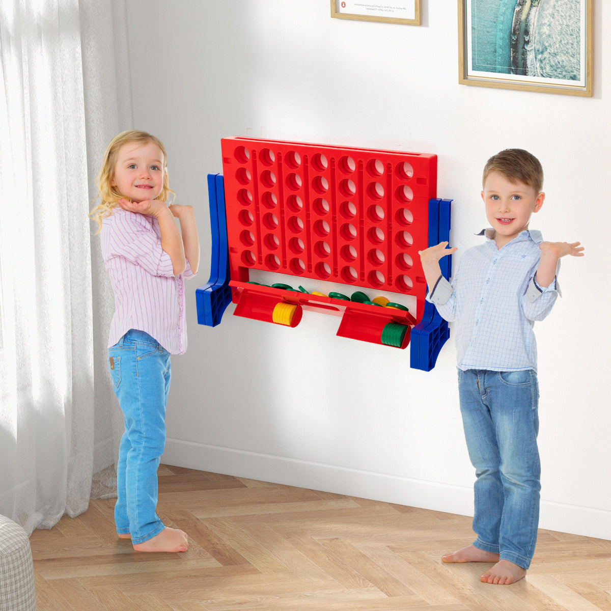 Jumbo 4-to-Score Connect Game Set - 42 Coins with Carrying Bag