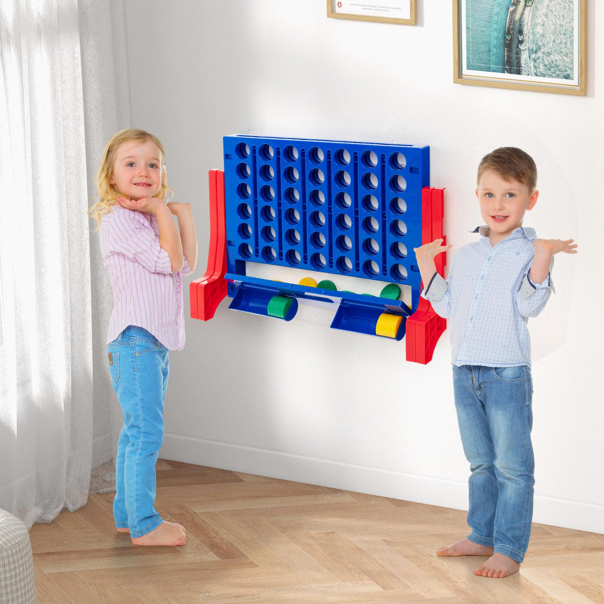 Jumbo 4-to-Score Connect Game Set - 42 Coins with Carrying Bag