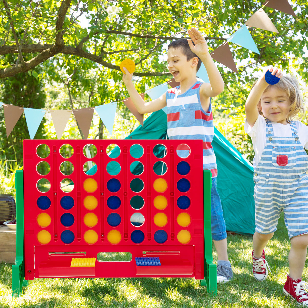 Jumbo 4-to-Score Connect Game Set - 42 Coins with Carrying Bag