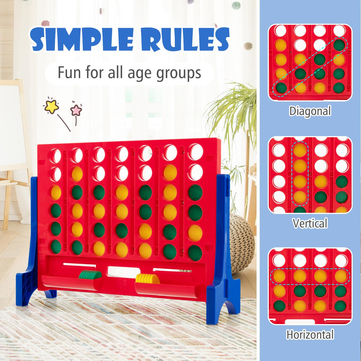Jumbo 4-to-Score Connect Game Set - 42 Coins with Carrying Bag