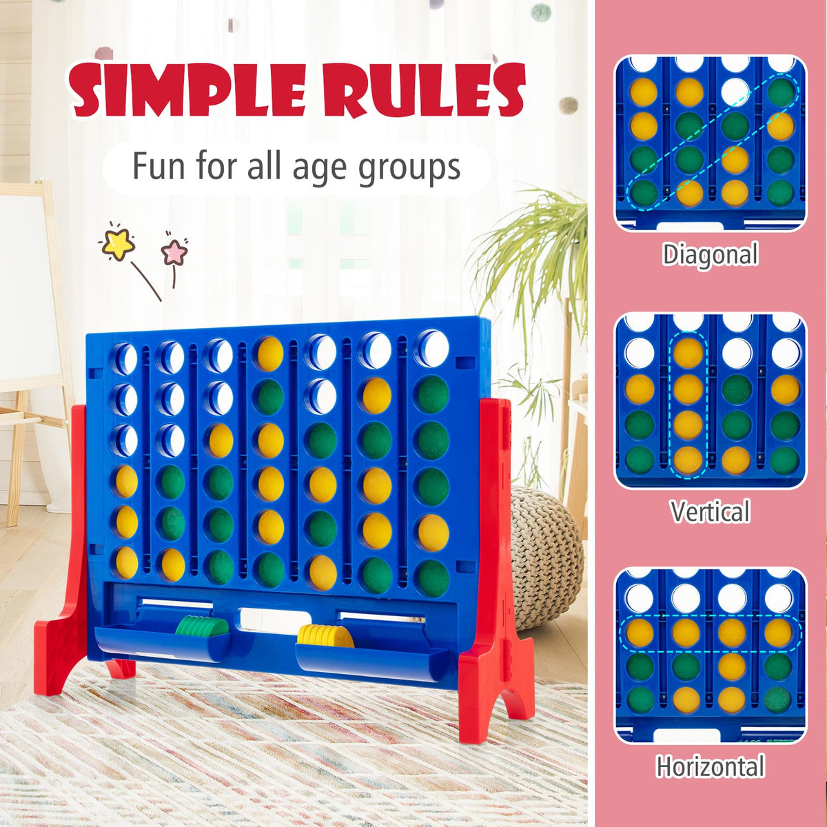 Jumbo 4-to-Score Connect Game Set - 42 Coins with Carrying Bag