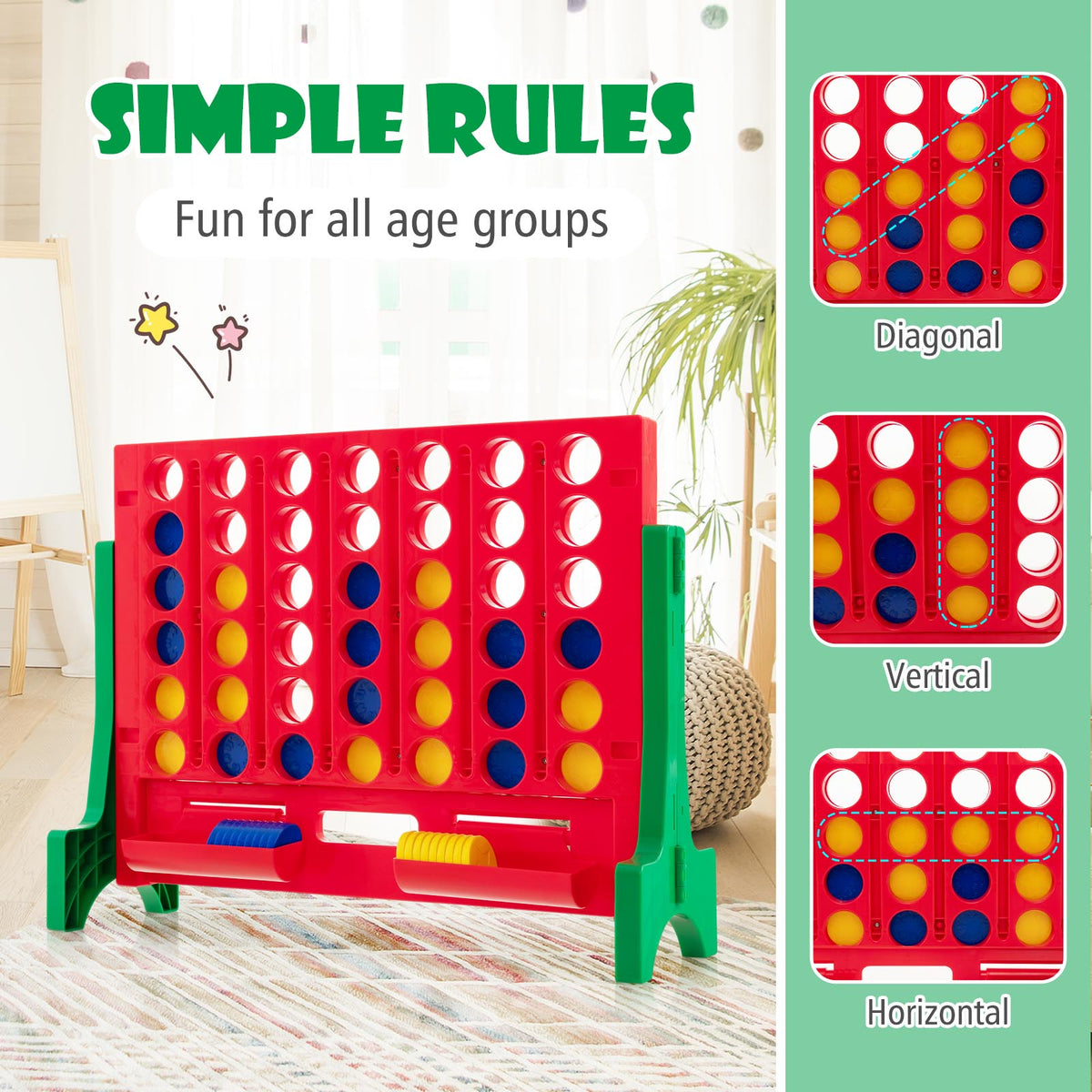 Jumbo 4-to-Score Connect Game Set - 42 Coins with Carrying Bag