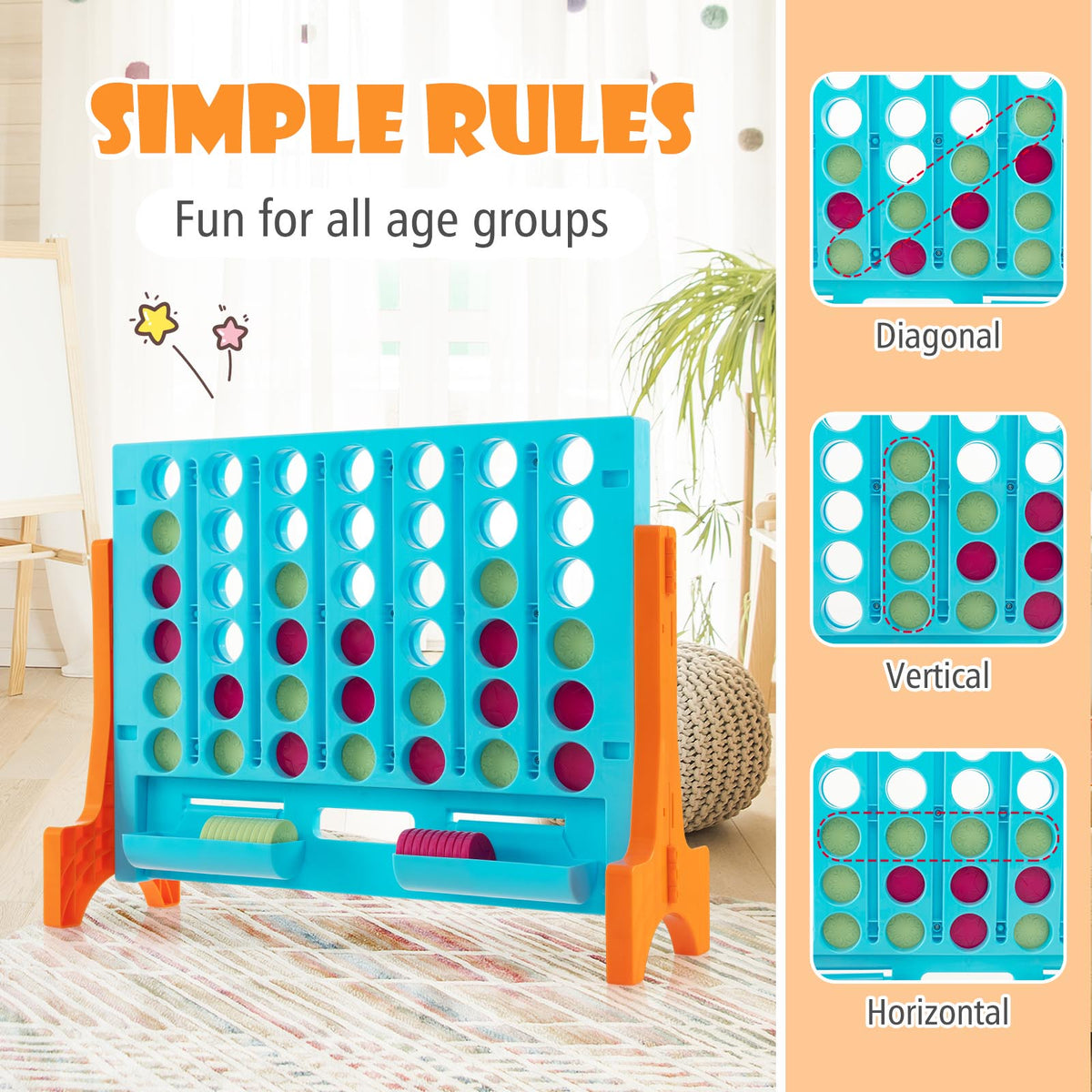 Jumbo 4-to-Score Connect Game Set - 42 Coins with Carrying Bag