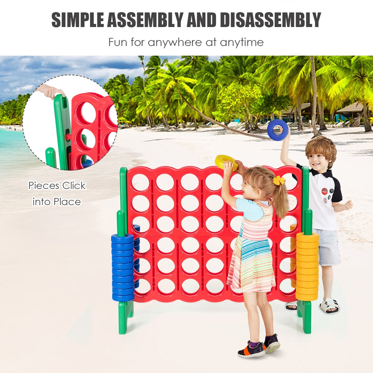 Jumbo 4-to-Score Giant Game Set with 42 Jumbo Rings and Quick-Release Slider