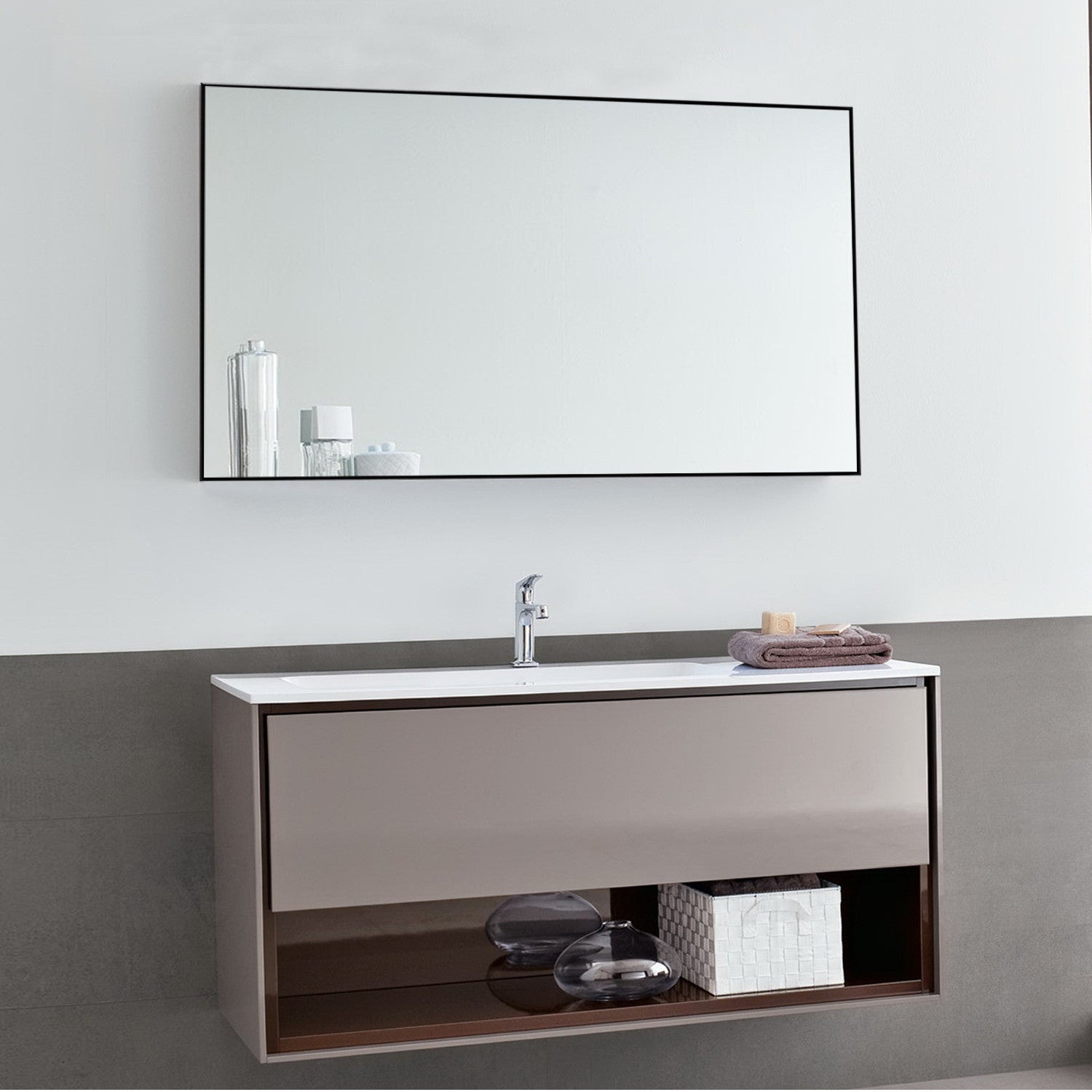 Jumbo Minimal Black Bathroom Vanity Mirror-Mirrors-DECOROLALA