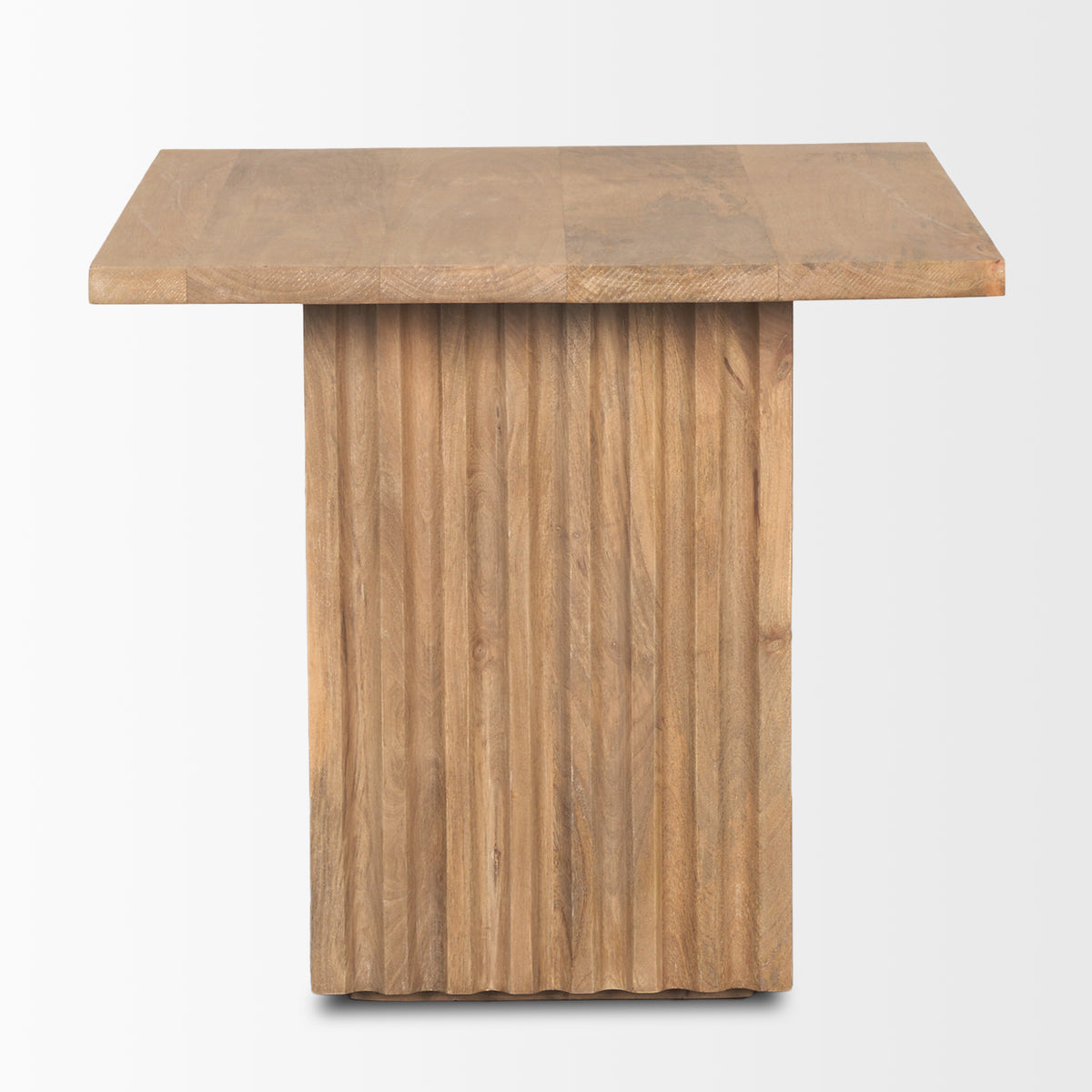 June Light Brown Wood w/ Fluting Square Side Table-End and Side Tables-DECOROLALA