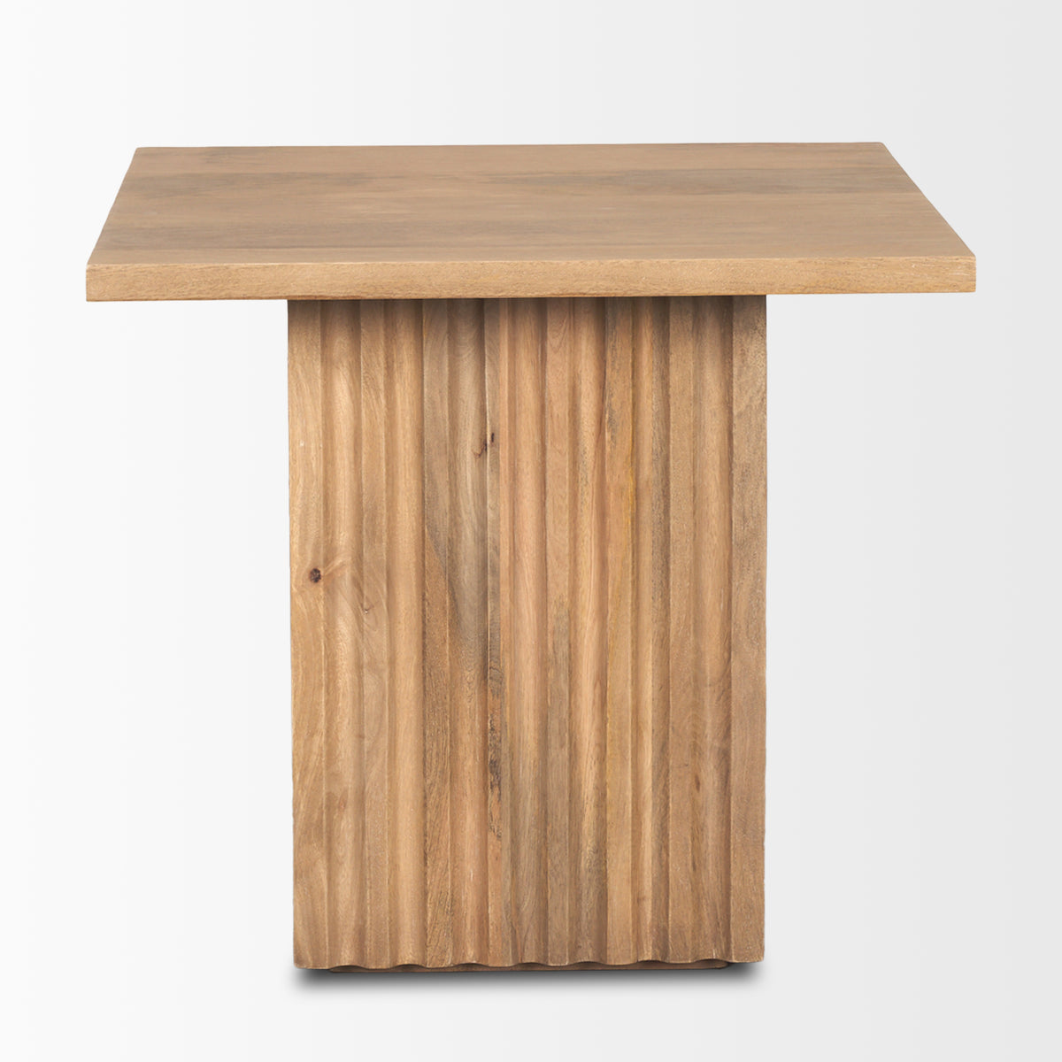 June Light Brown Wood w/ Fluting Square Side Table-End and Side Tables-DECOROLALA