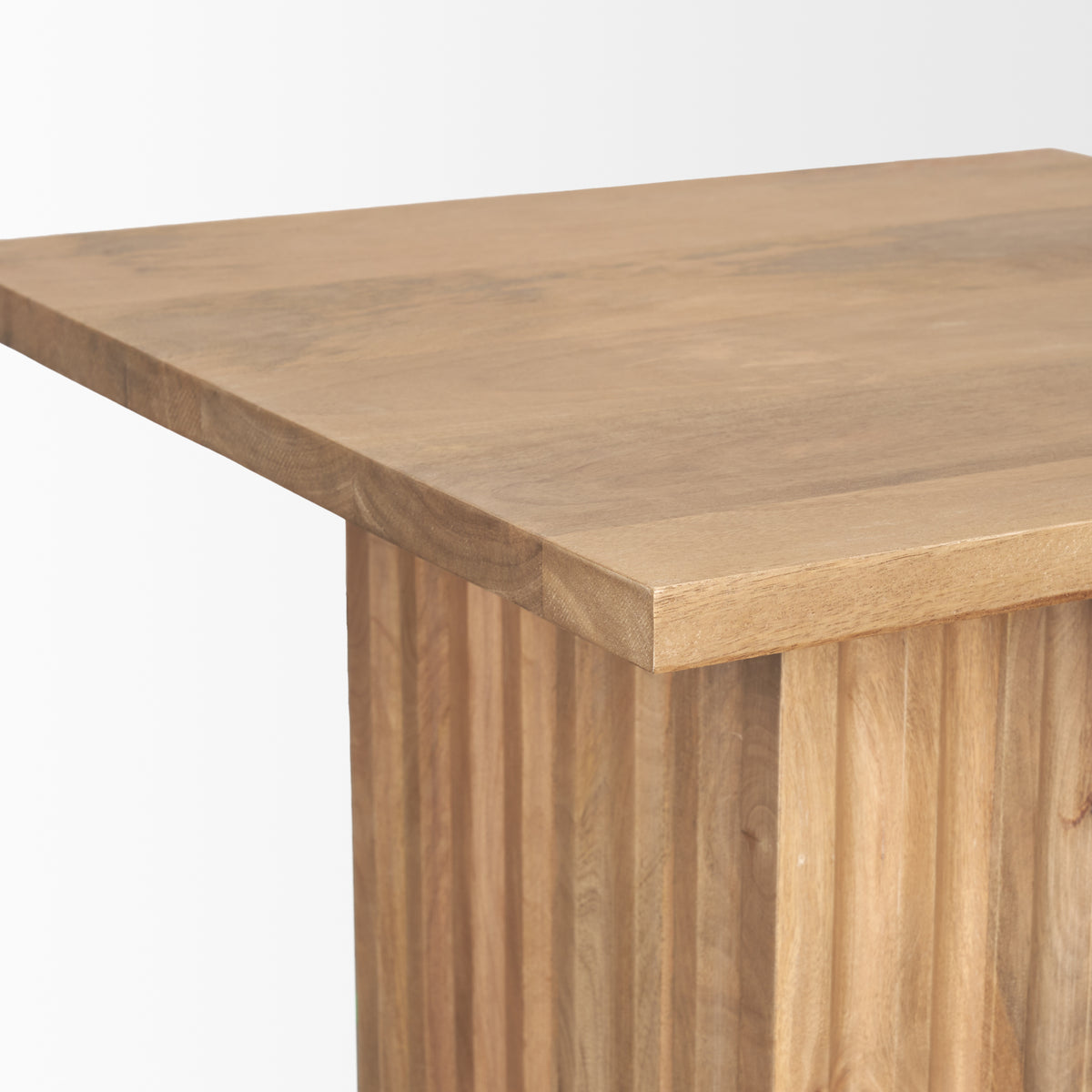 June Light Brown Wood w/ Fluting Square Side Table-End and Side Tables-DECOROLALA