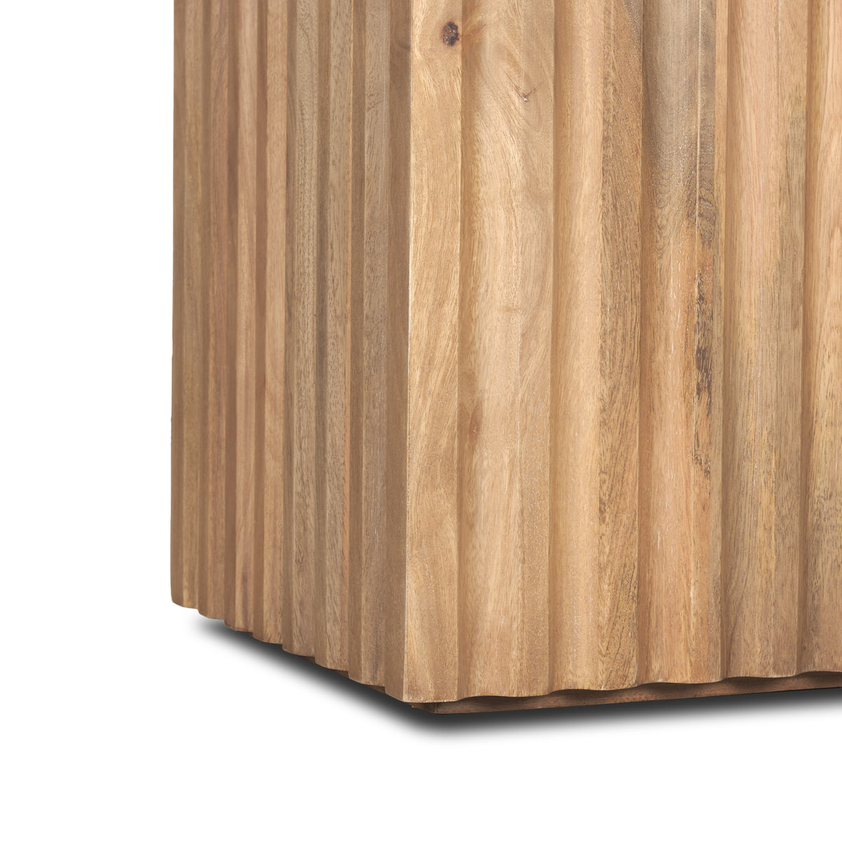 June Light Brown Wood w/ Fluting Square Side Table-End and Side Tables-DECOROLALA