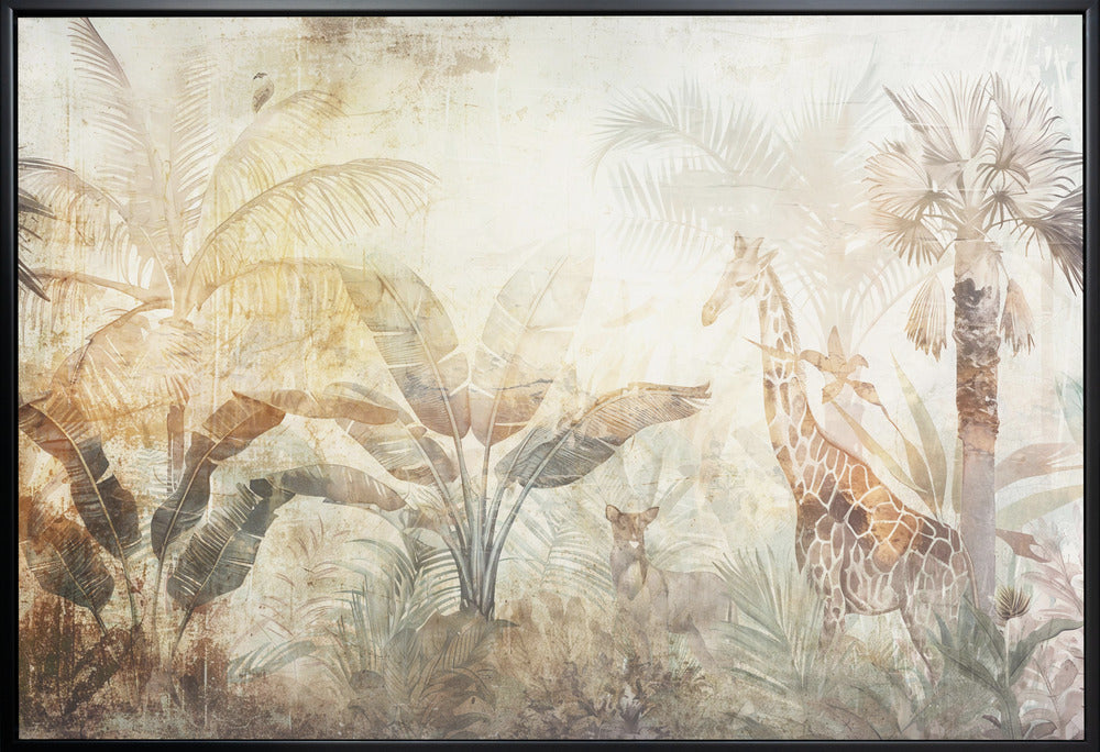 Jungle Leaves Art Illustration Wallart 06-canvas-DECOROLALA