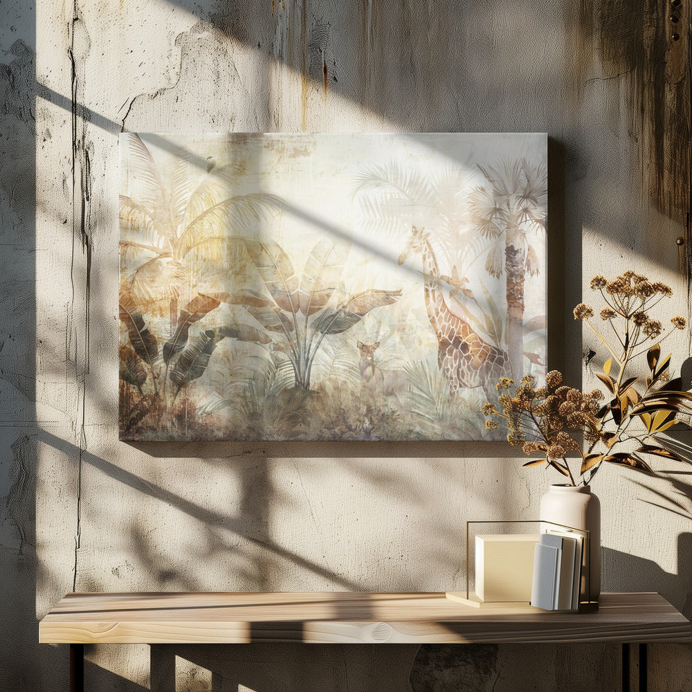 Jungle Leaves Art Illustration Wallart 06-canvas-DECOROLALA