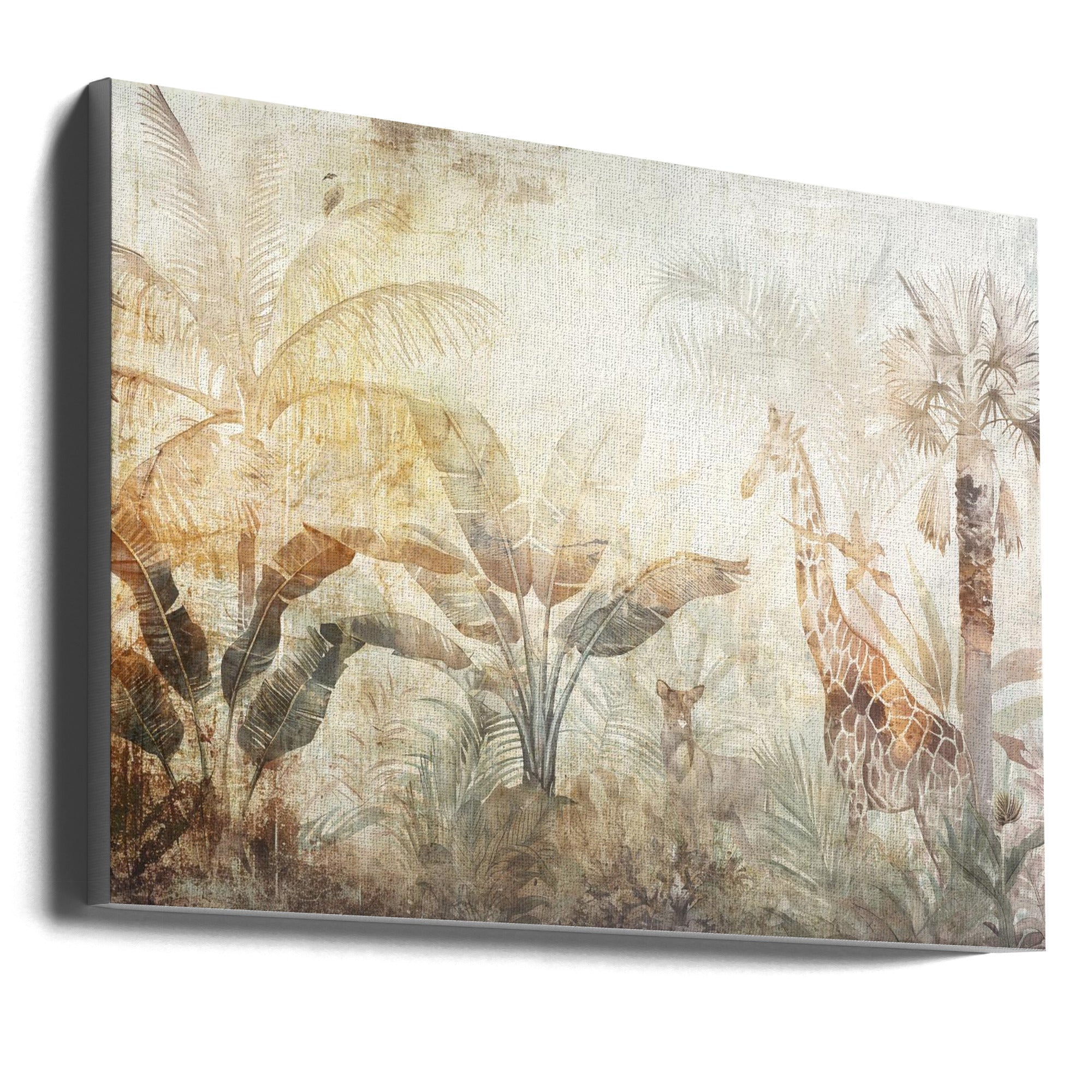 Jungle Leaves Art Illustration Wallart 06-canvas-DECOROLALA