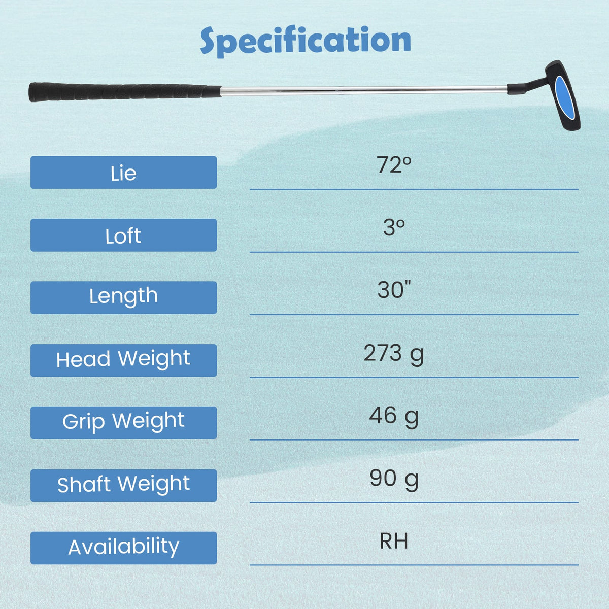 Junior Mallet Putter Individual Gold Club for Kids Ages 11-14-Blue-Golf-DECOROLALA