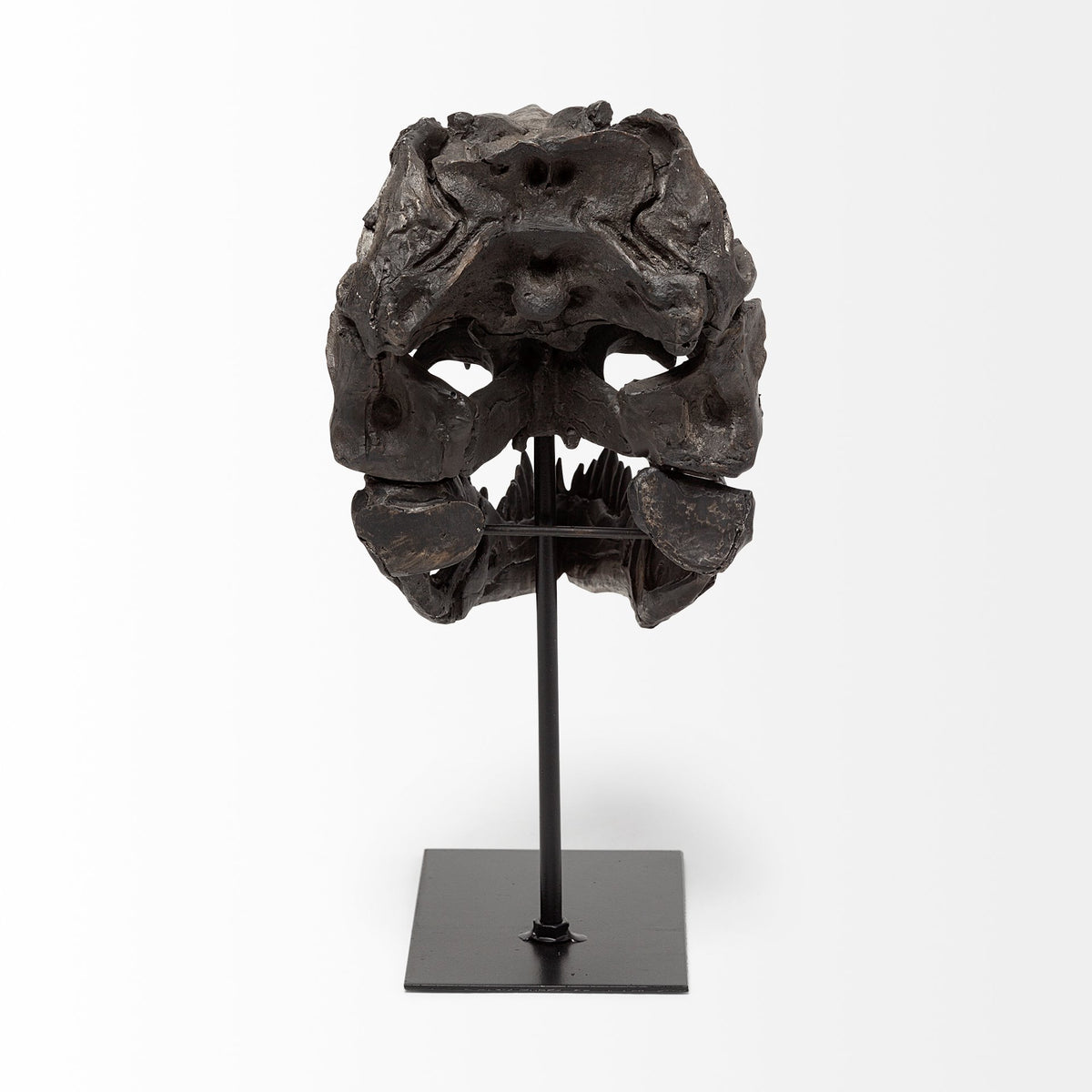 Jurassic Tyrannosaurus Skull Replica - Brown Resin with Stand-Objects-DECOROLALA