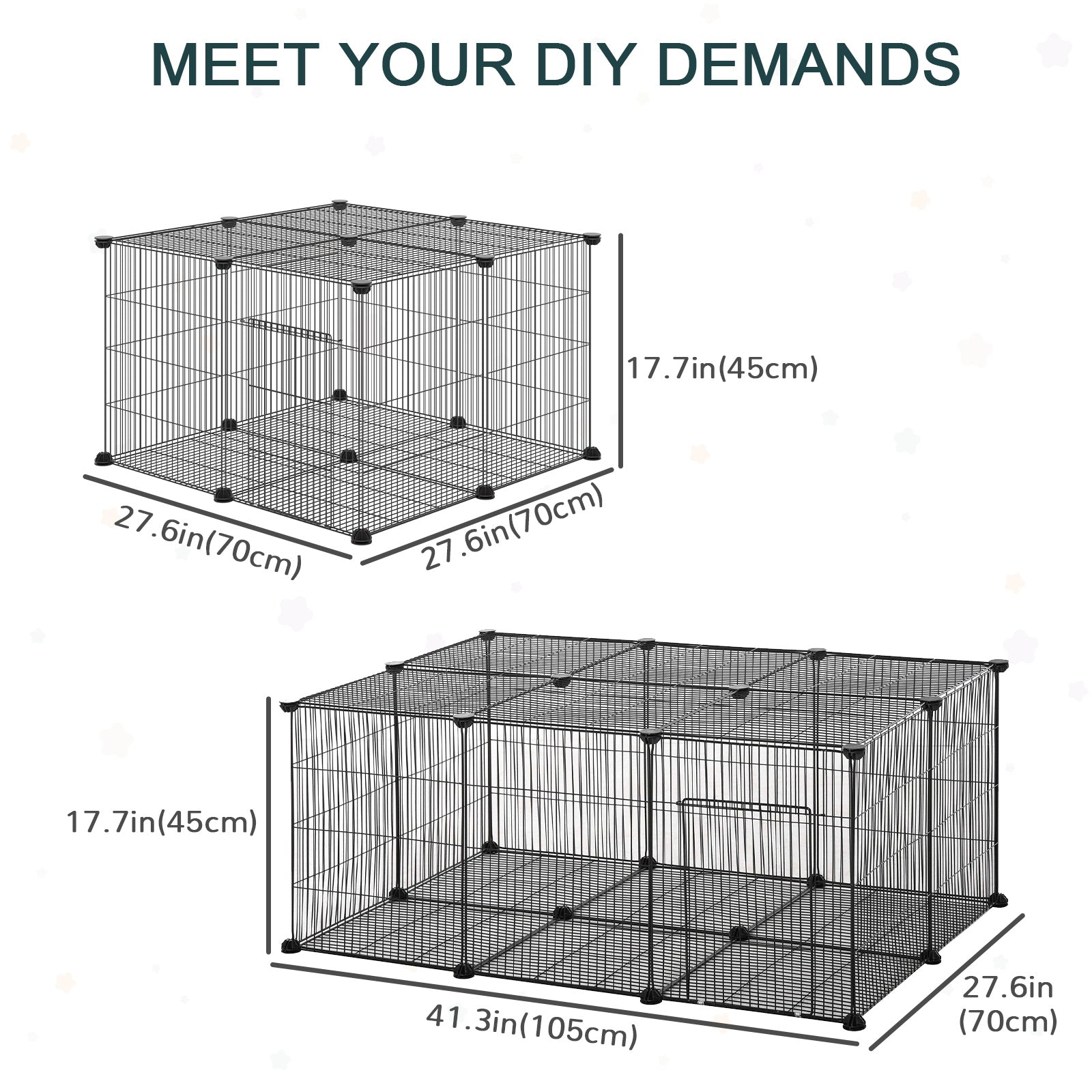 Small Animal Cage for Bunny, Guinea Pig, Chinchilla, Hedgehog, Portable Pet Enclosure with Door, 22 Panels