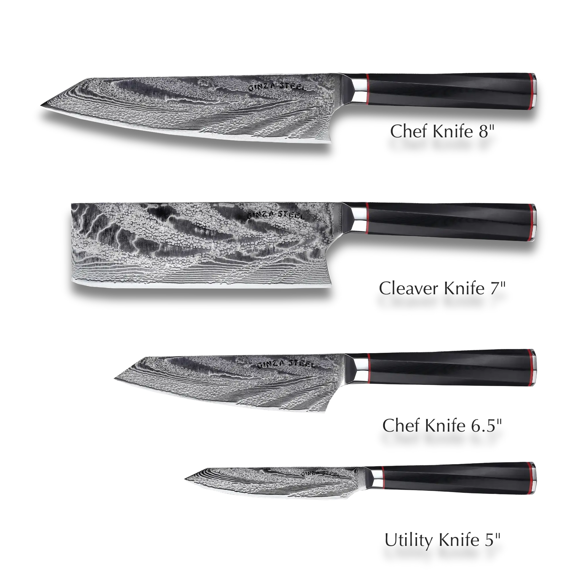 KATANA FIVE 5-Piece Knife Set with Wood Block-Knife Set-DECOROLALA