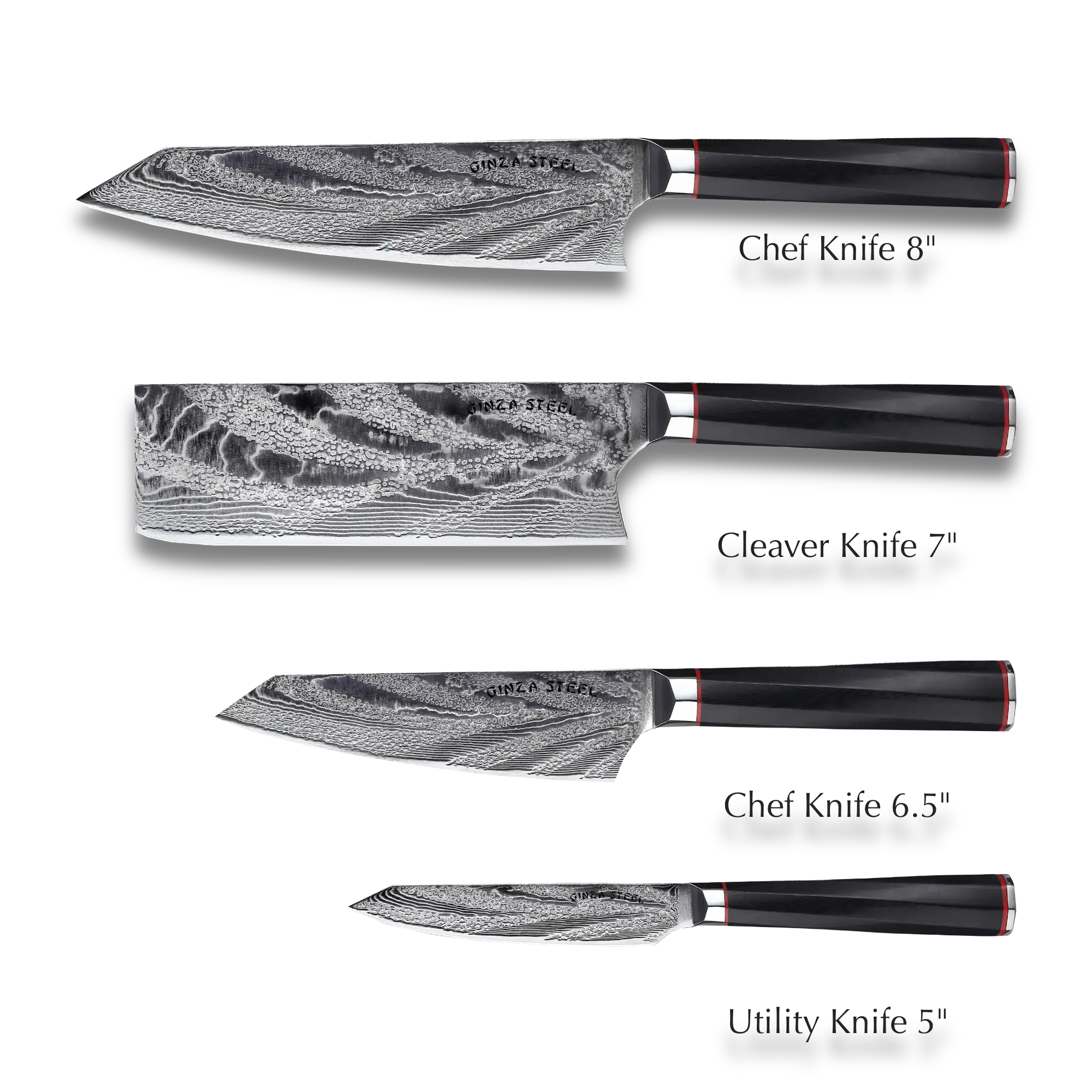 KATANA FIVE 5-Piece Knife Set with Wood Block-Knife Set-DECOROLALA