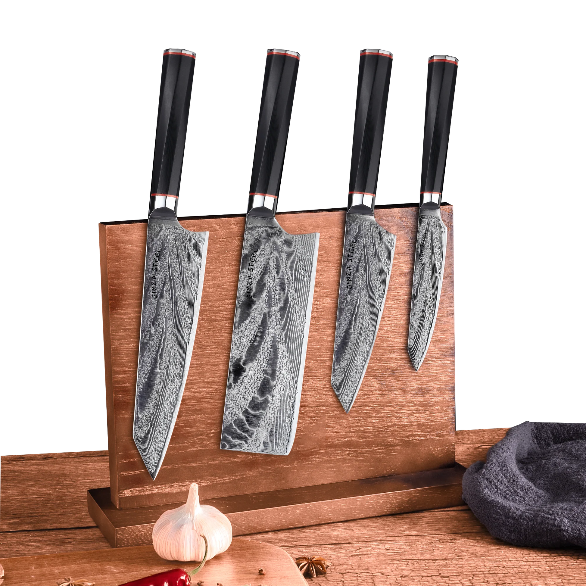 KATANA FIVE | Essential 5 pcs Knife set | 4 Knives with Magnetic Wood Block-Knife Set-DECOROLALA