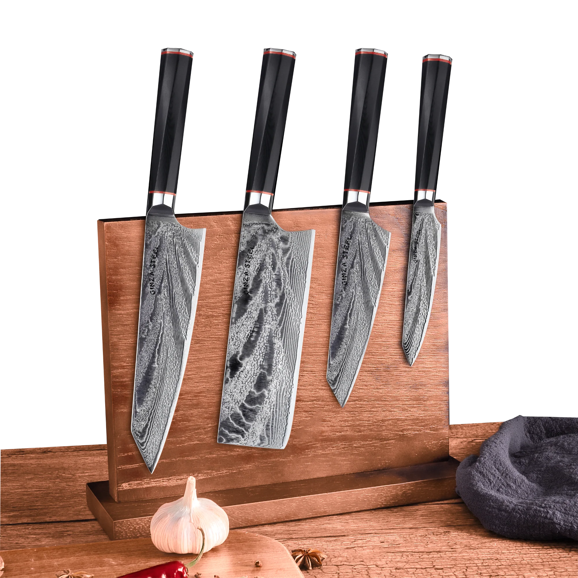 KATANA FIVE | Essential 5 pcs Knife set | 4 Knives with Magnetic Wood Block-Knife Set-DECOROLALA