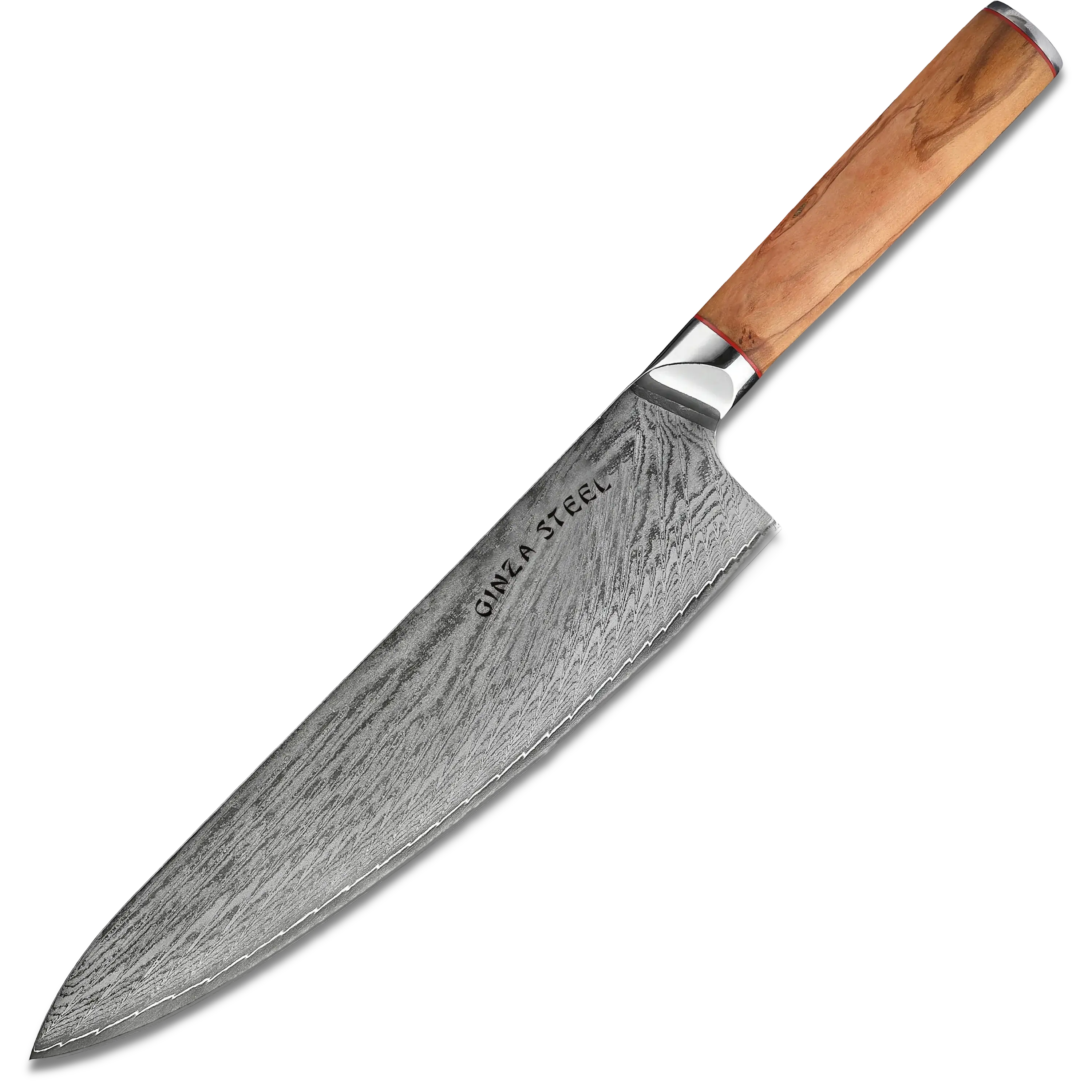 Ginza Steel MIA 24 Chef Knife 9” – Damascus AUS10, 67-Layer, Olive Wood Handle-0