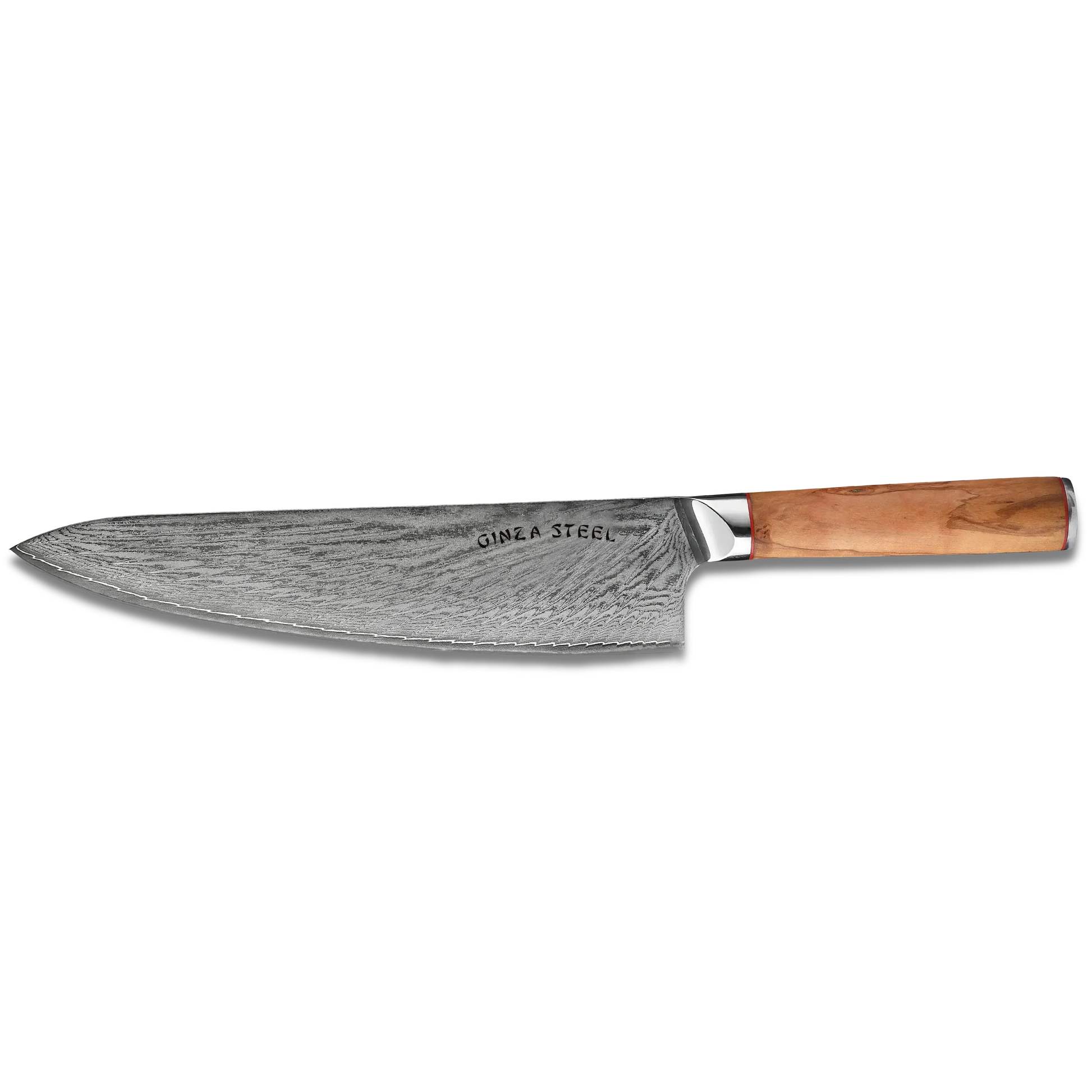 Ginza Steel MIA 24 Chef Knife 9” – Damascus AUS10, 67-Layer, Olive Wood Handle-2