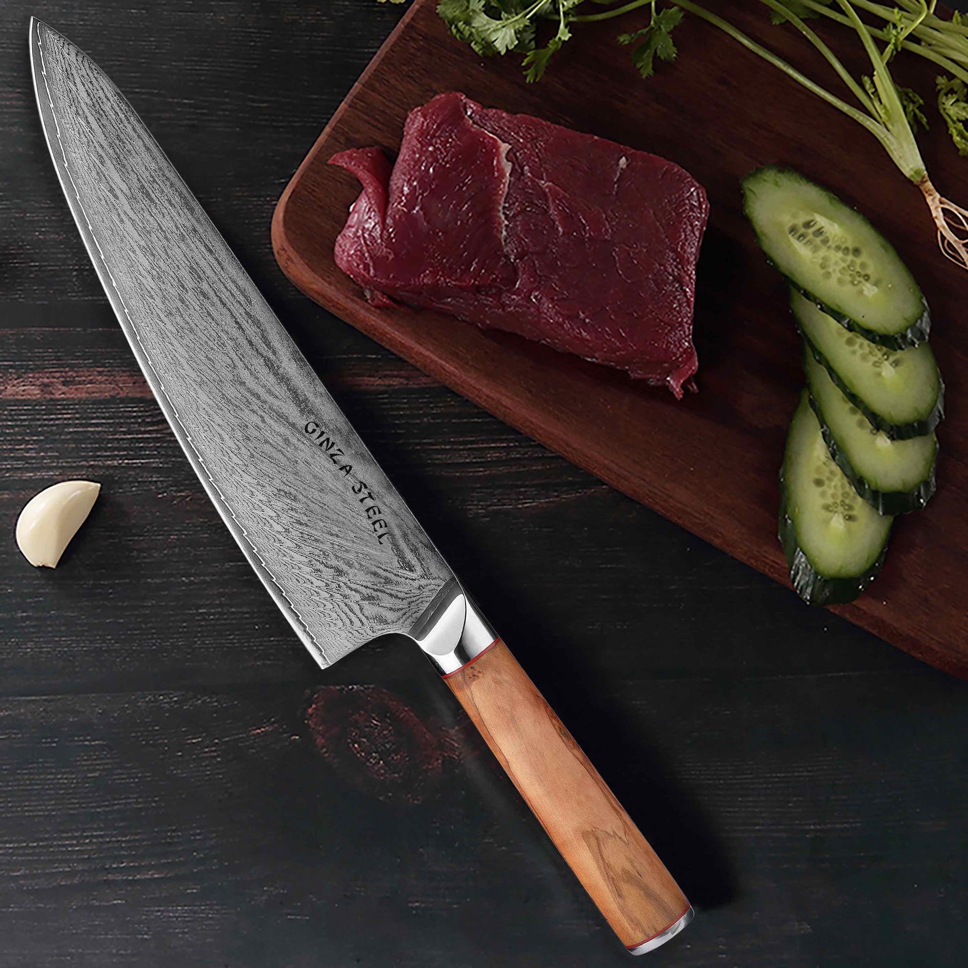 MIA THREE | Essential THREE Piece Chef Knife Set | AUS10 Damascus Steel-3