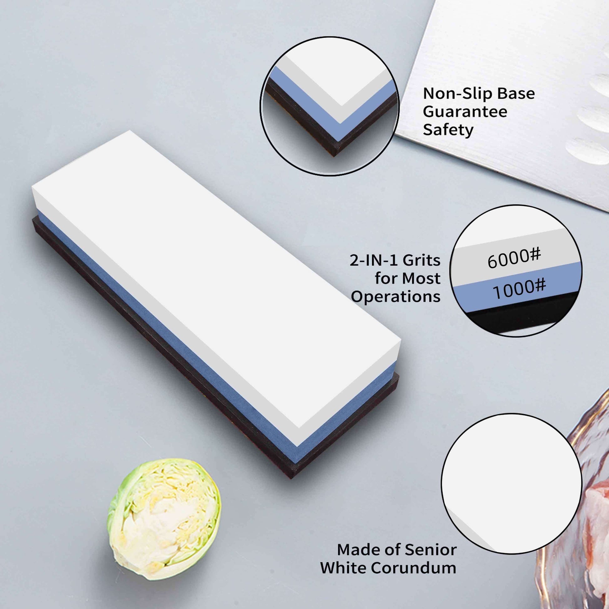 KC Series Whetstone | Dimond Grit 1000/6000 With Silicon Pedestal-Knife Sharpener-DECOROLALA