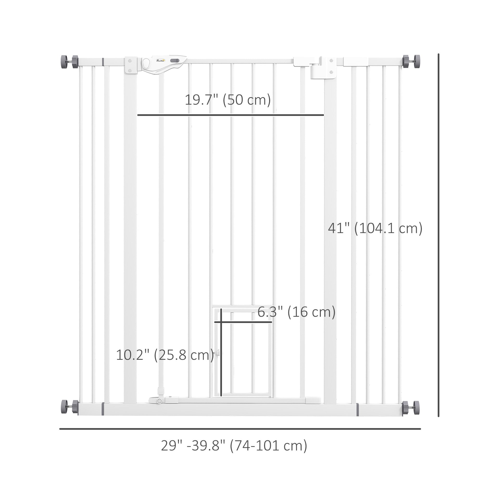 Barrières pour chiens d’intérieur de 41" à ouverture facile pour portes, maison et escaliers – blanc