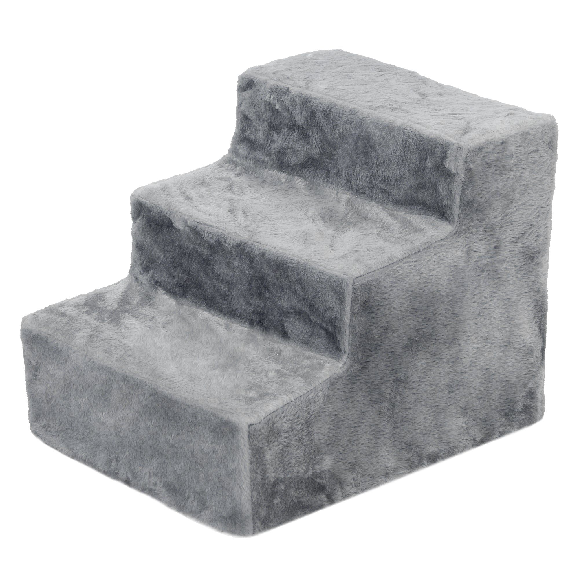 3-Step Dog Ramp for Sofa, Bed, and Couch, with Removable Cover, Light Grey