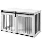 Meuble cage pour chien de 46.5", table d’appoint en bout de cage pour très grands chiens, blanc
