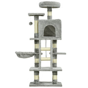 52 Inch Large Cat Tree for Indoor Cats, Light Grey
