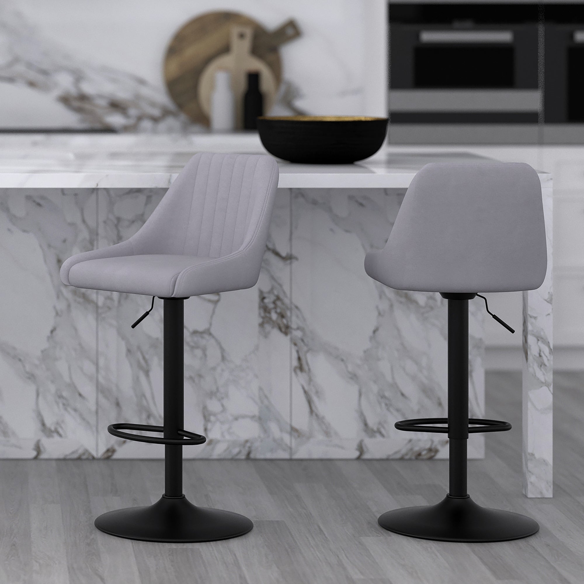 KRON-AIR LIFT STOOL-GREY FABRIC-DECOROLALA