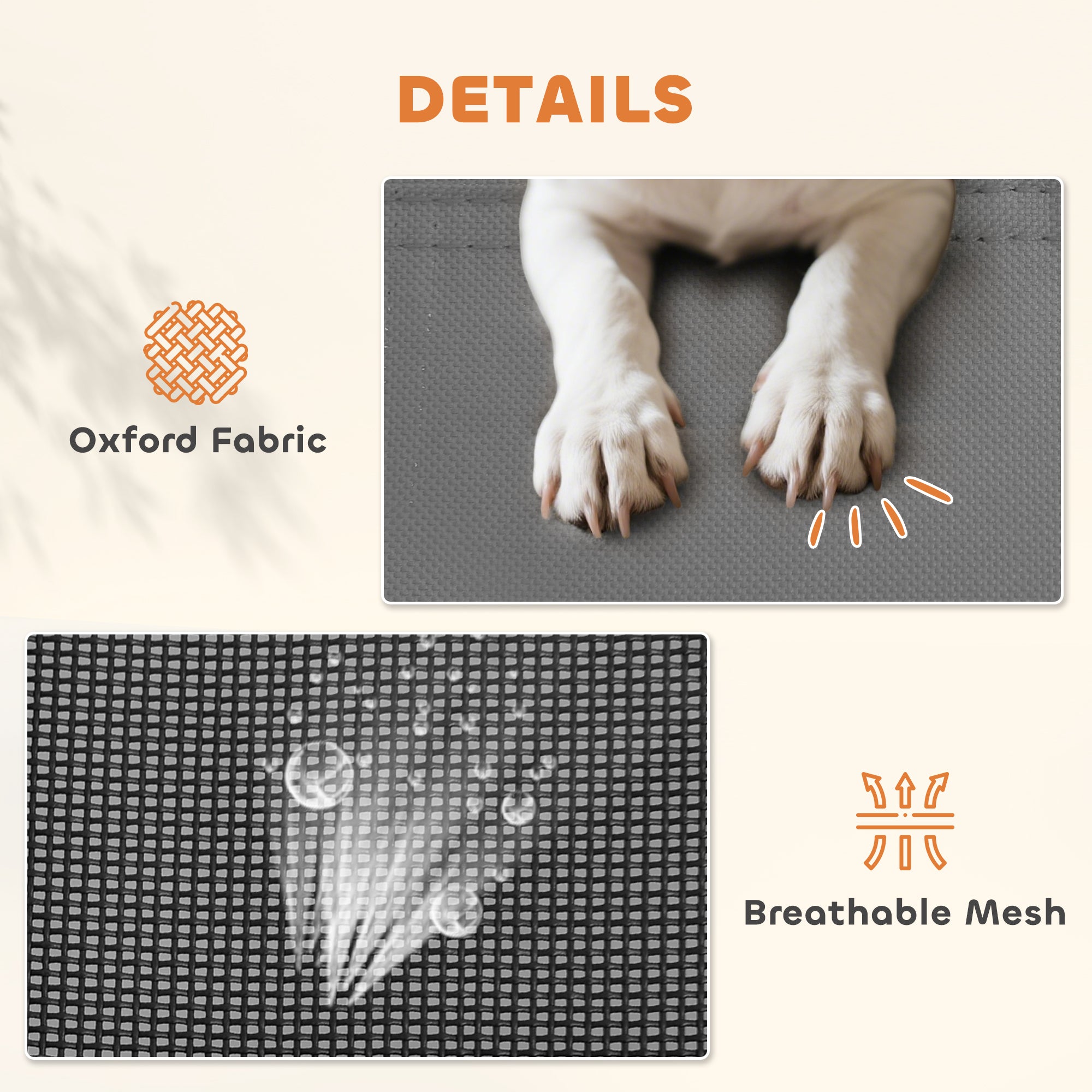 Elevated Dog Bed with Canopy, Portable Raised Dog Cot for XL Sized Dogs, Indoor & Outdoor, 48" x 36" x 43", Grey