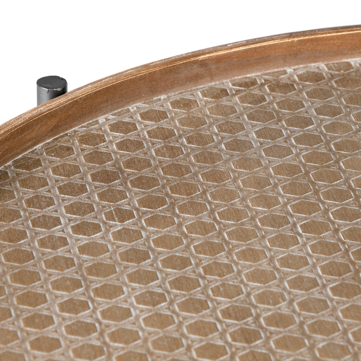Kade 33" Round Brown Table Gray Metal Frame Two-Tier Coffee Table-Coffee Tables-DECOROLALA