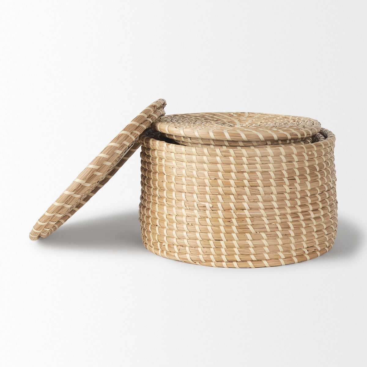 Kailini Set of 3 Nesting Seagrass & Palm Leaf Boxes with Lids-Boxes-DECOROLALA