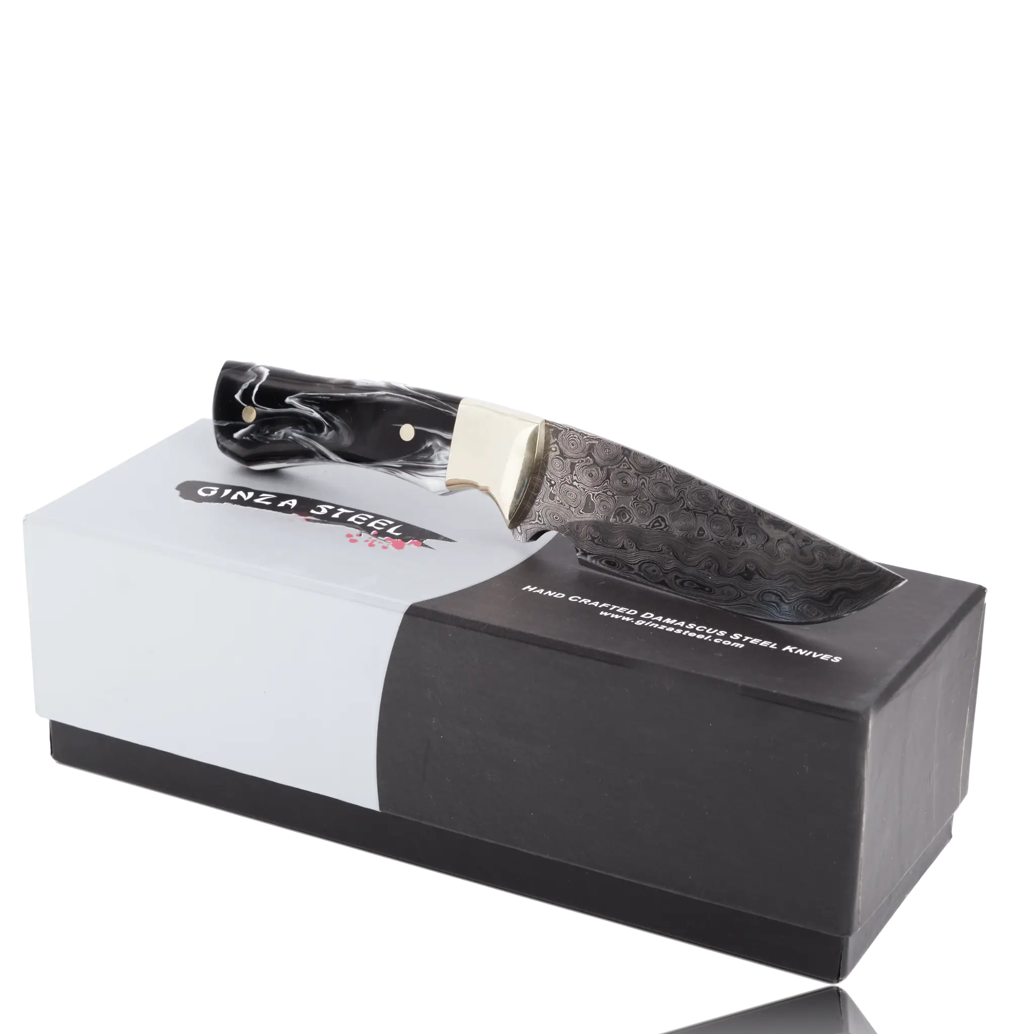 Kaito Damascus Steel Skinner Knife 4 inch blade with Original Leather Sheath-Skinner Knife-DECOROLALA