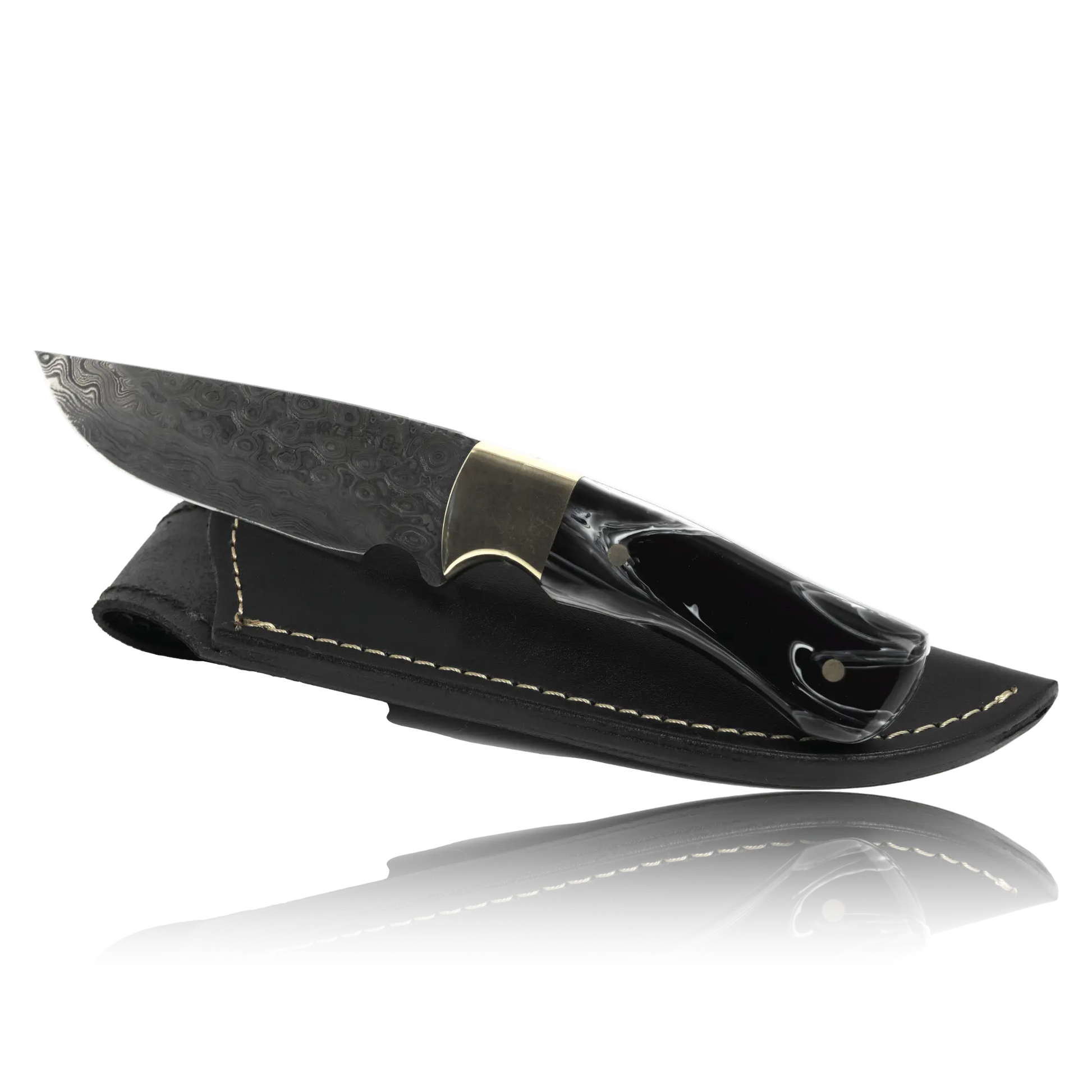 Kaito Damascus Steel Skinner Knife 4 inch blade with Original Leather Sheath-Skinner Knife-DECOROLALA