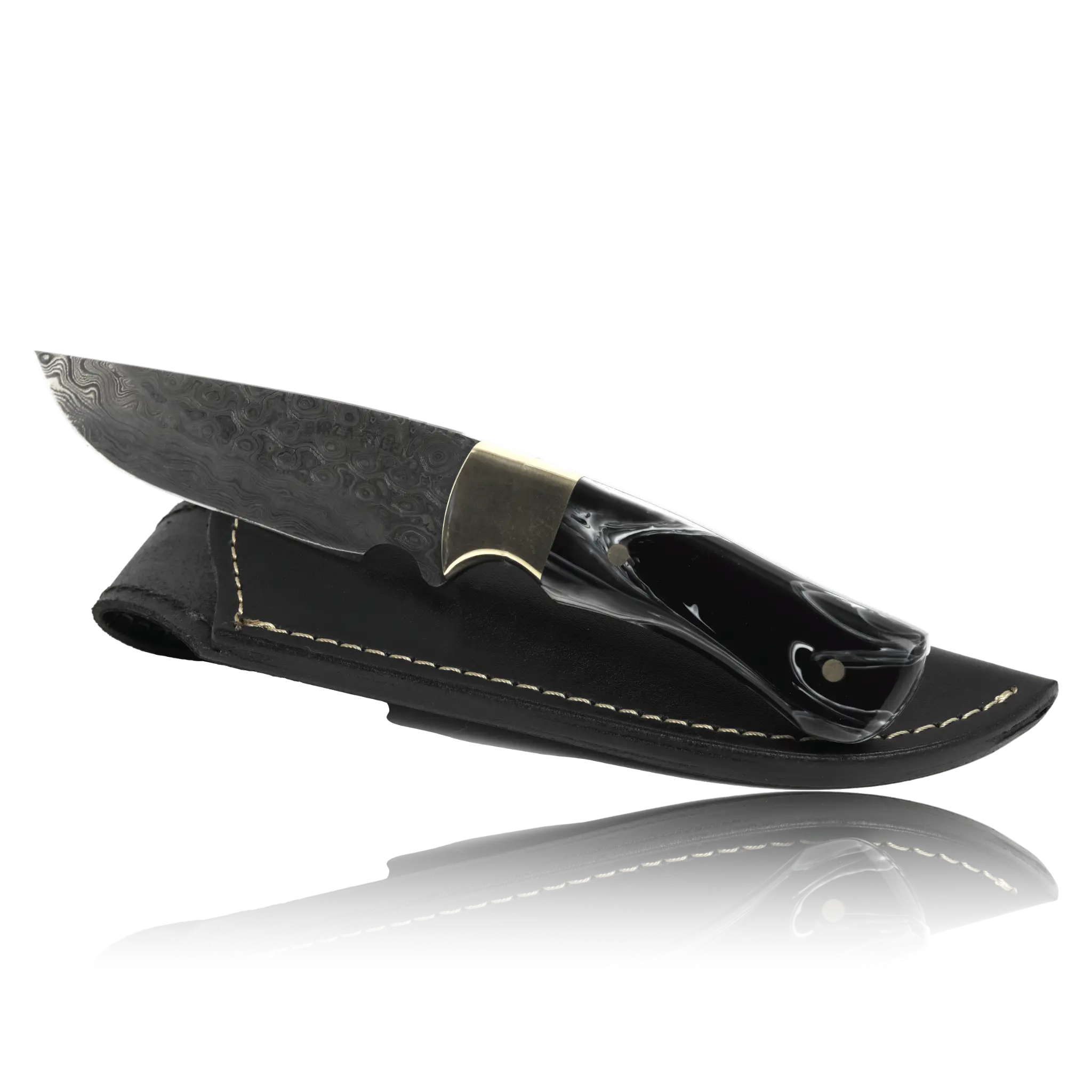 Kaito Damascus Steel Skinner Knife 4 inch blade with Original Leather Sheath-Skinner Knife-DECOROLALA