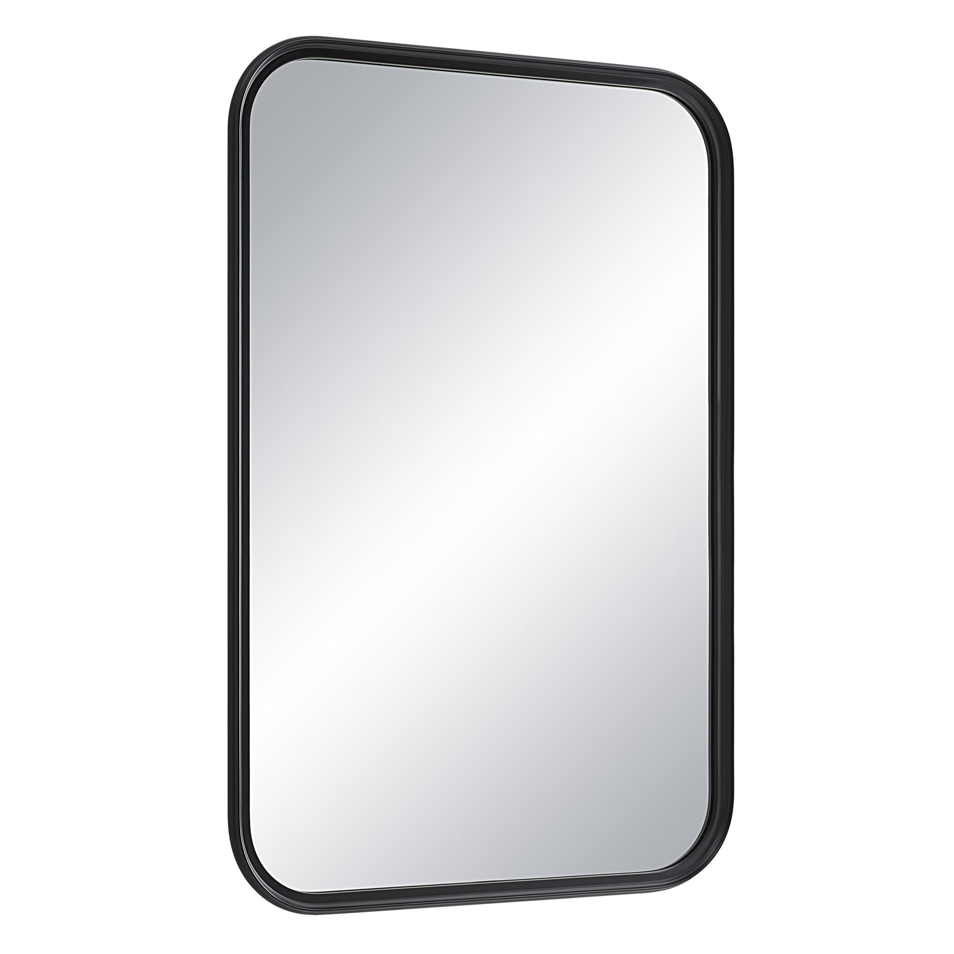 Kaja 36" Tall Rectangle Wall Mirror, Black-Mirror-DECOROLALA