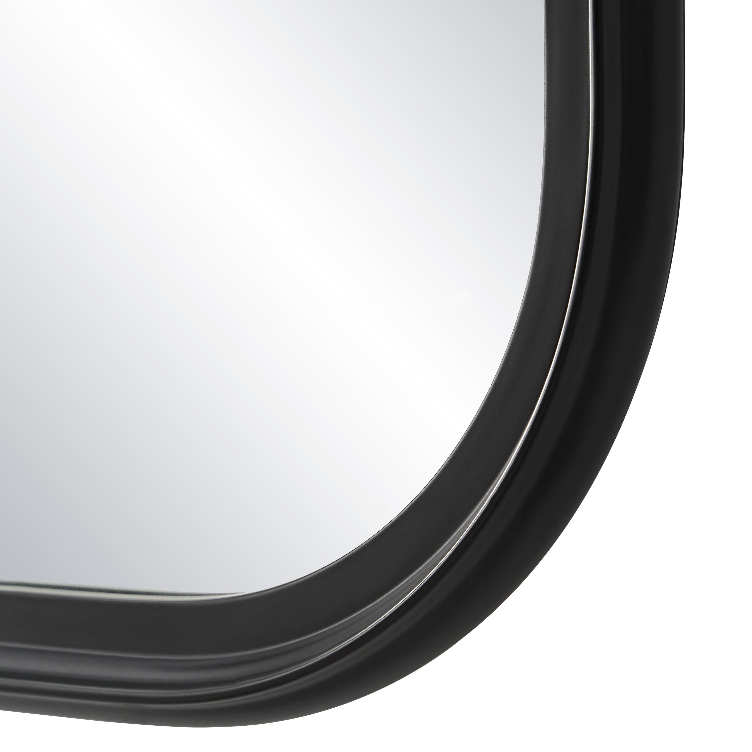 Kaja 36" Tall Rectangle Wall Mirror, Black-Mirror-DECOROLALA