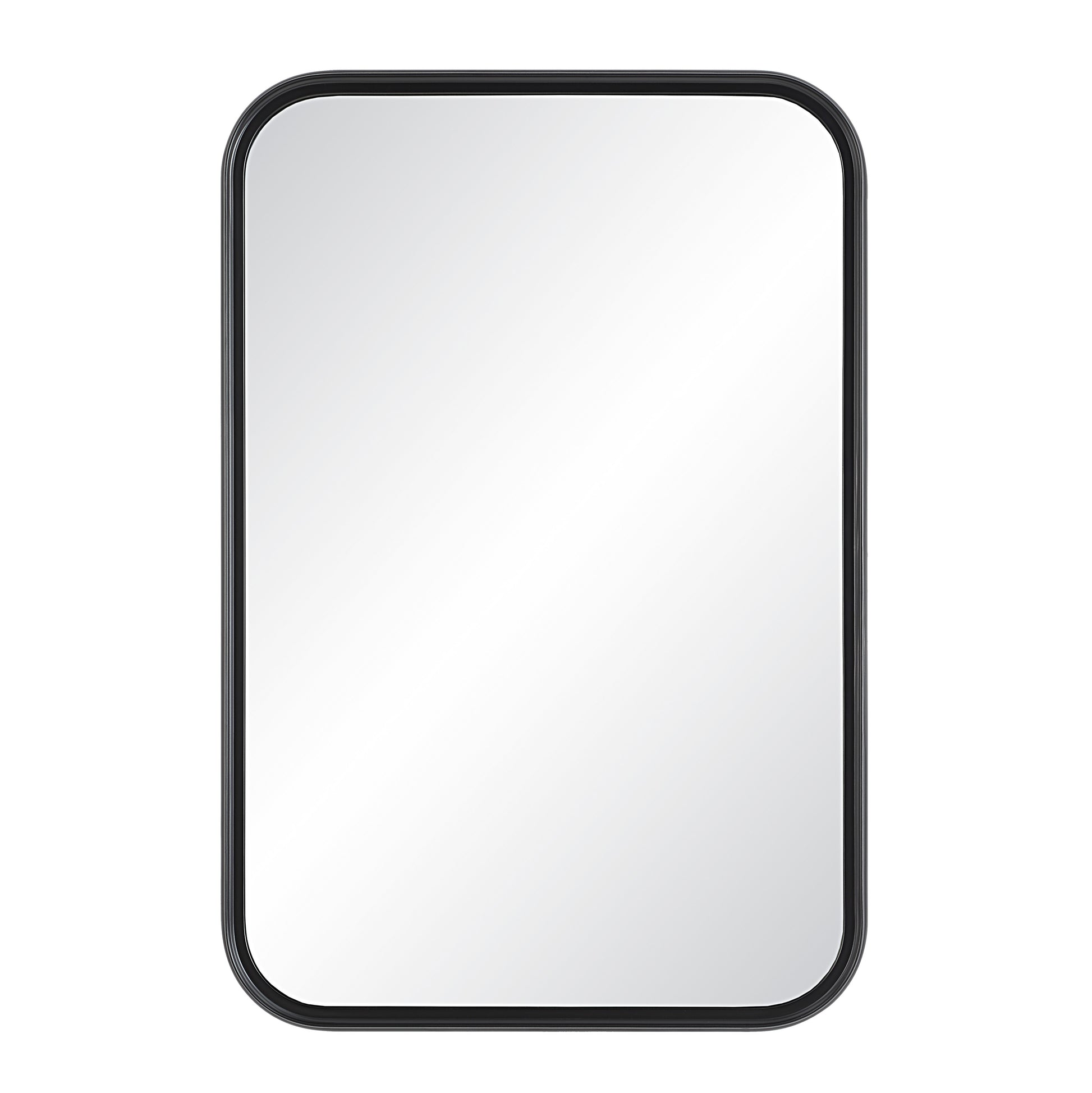 Kaja 36" Tall Rectangle Wall Mirror, Black-Mirror-DECOROLALA