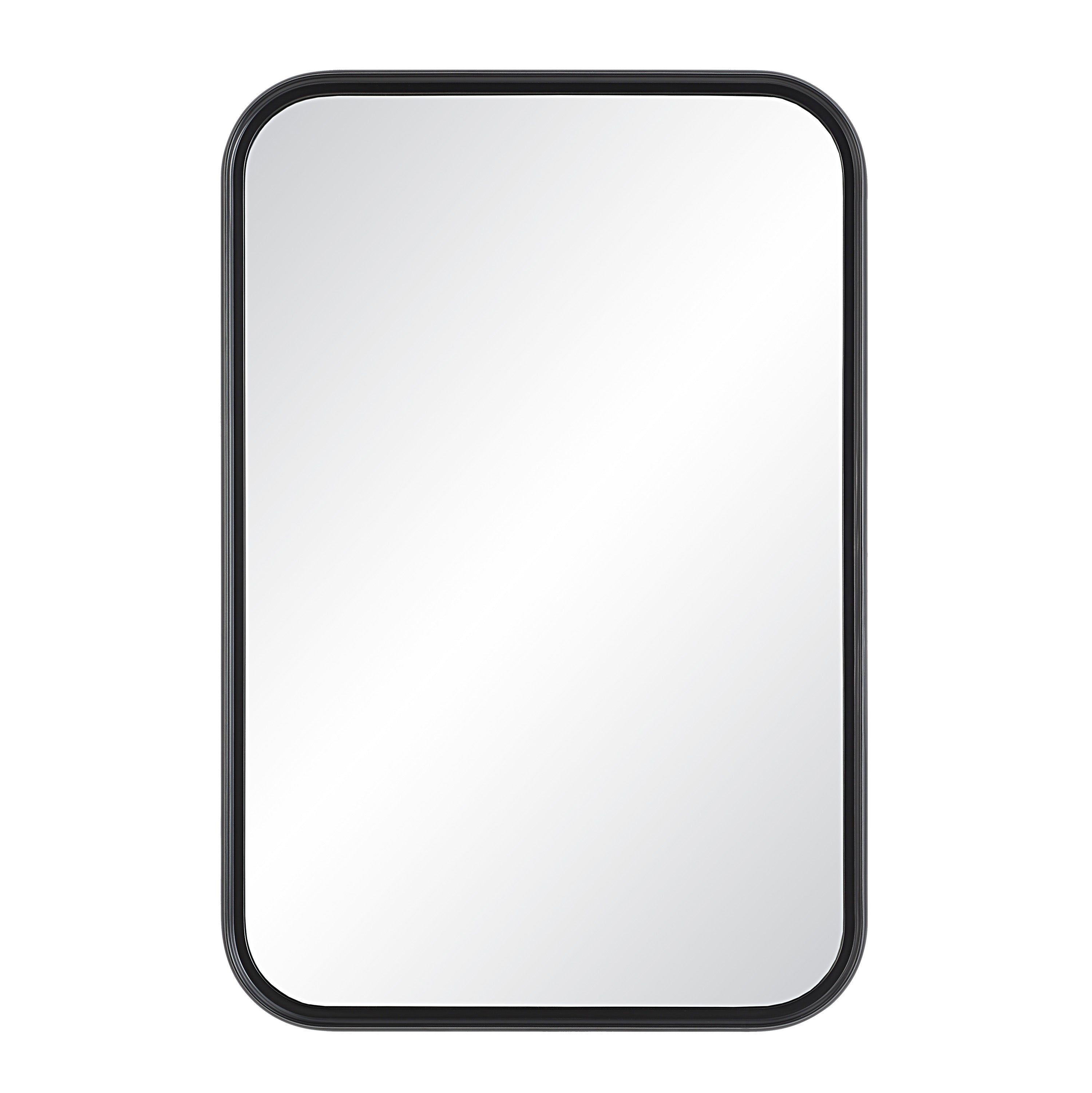 Kaja 36" Tall Rectangle Wall Mirror, Black-Mirror-DECOROLALA