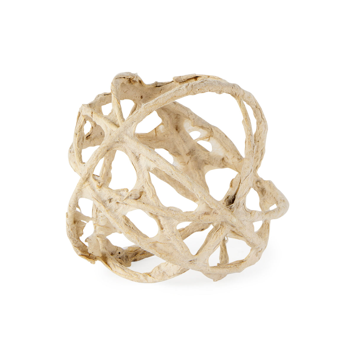 Kali Decorative Metal and Paper Object - Beige 4.5" Cube-Decorative Objects-DECOROLALA