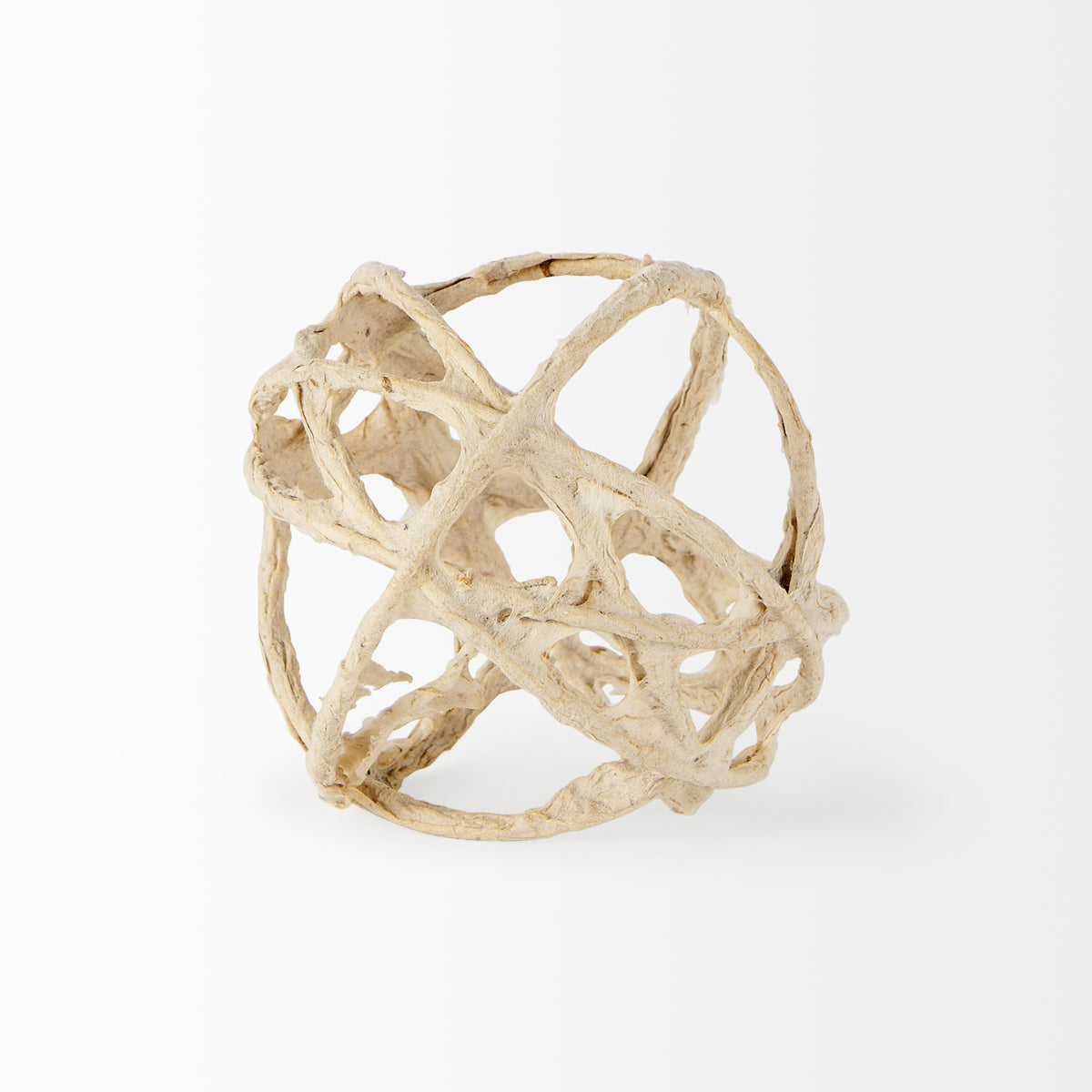 Kali 4.5L x 4.5W x 4.5H Small Beige Decorative Metal and Paper Object-Objects-DECOROLALA