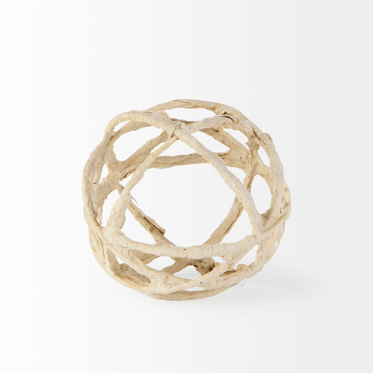 Kali 4.5L x 4.5W x 4.5H Small Beige Decorative Metal and Paper Object-Objects-DECOROLALA