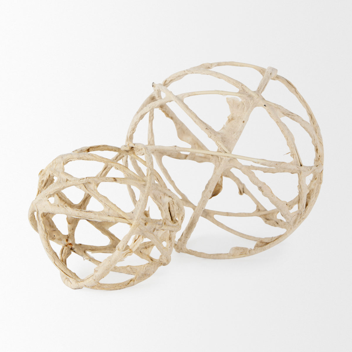 Kali 4.5L x 4.5W x 4.5H Small Beige Decorative Metal and Paper Object-Objects-DECOROLALA
