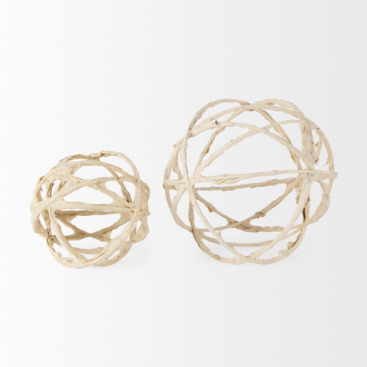 Kali 4.5L x 4.5W x 4.5H Small Beige Decorative Metal and Paper Object-Objects-DECOROLALA