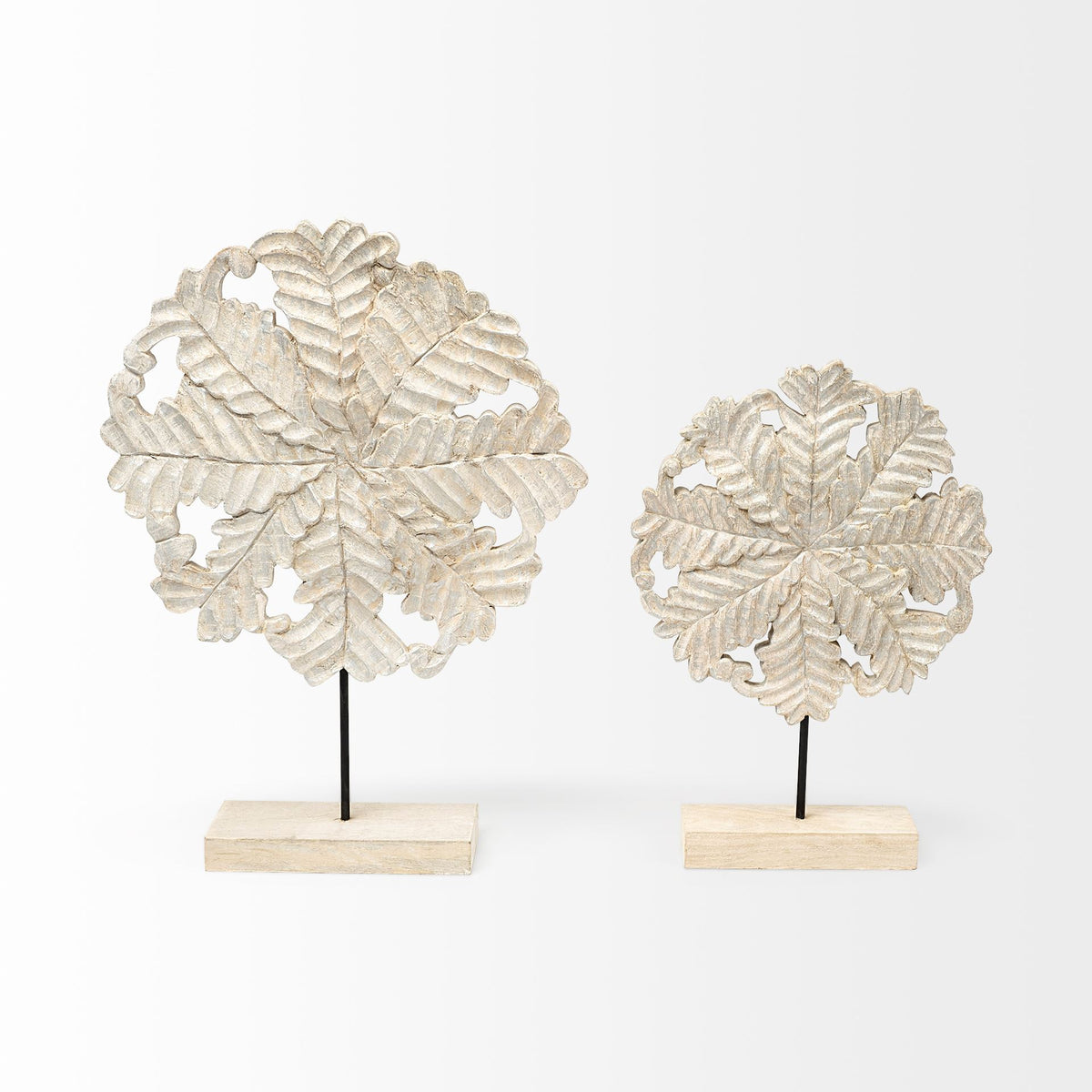 Kamara I Small White Washed Wood & Silver Botanical Decor Object-Objects-DECOROLALA