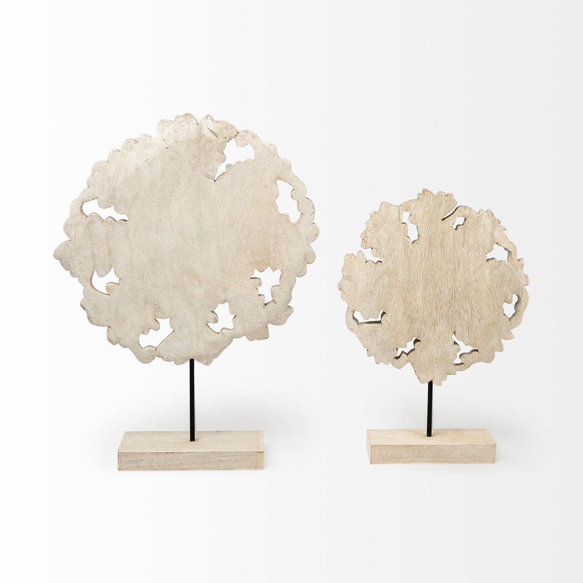 Kamara I Small White Washed Wood & Silver Botanical Decor Object-Objects-DECOROLALA